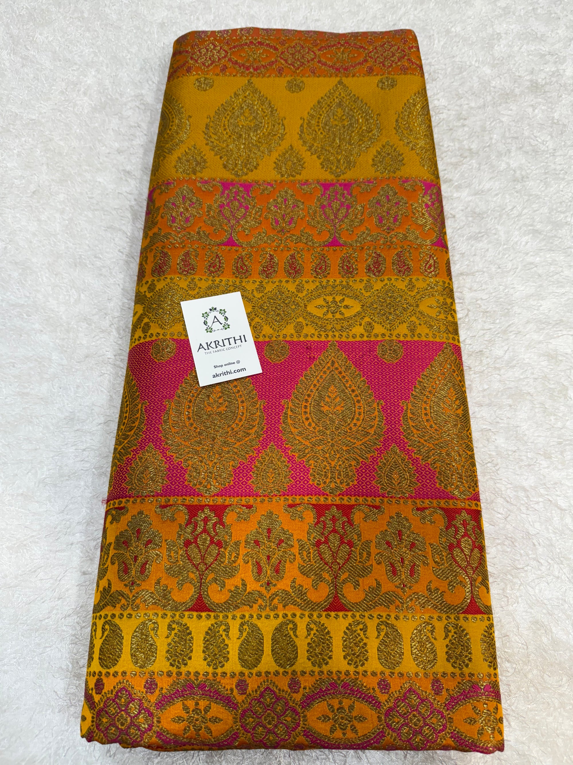 Multi coloured Pure Banarasi brocade fabric