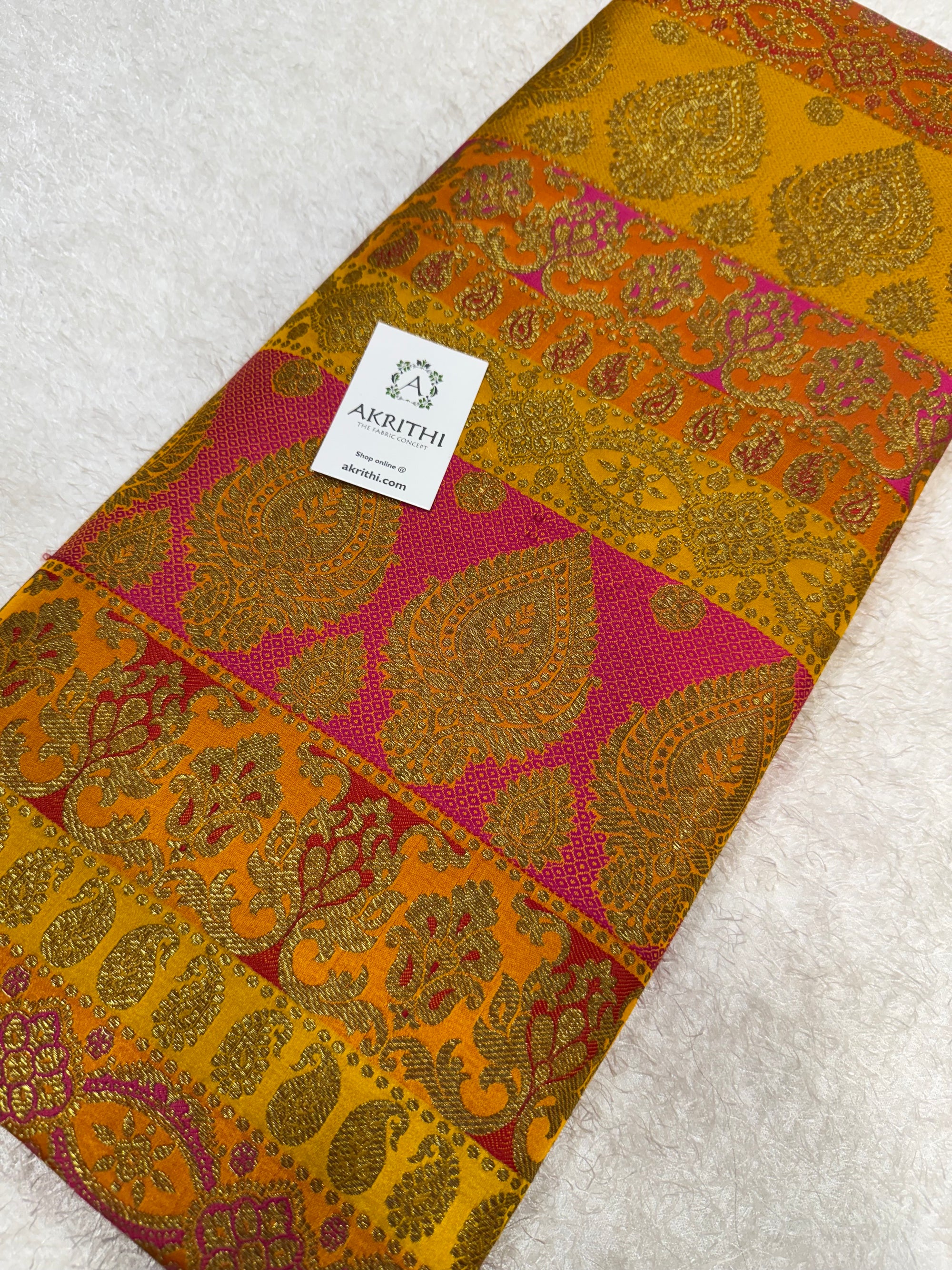 Multi coloured Pure Banarasi brocade fabric
