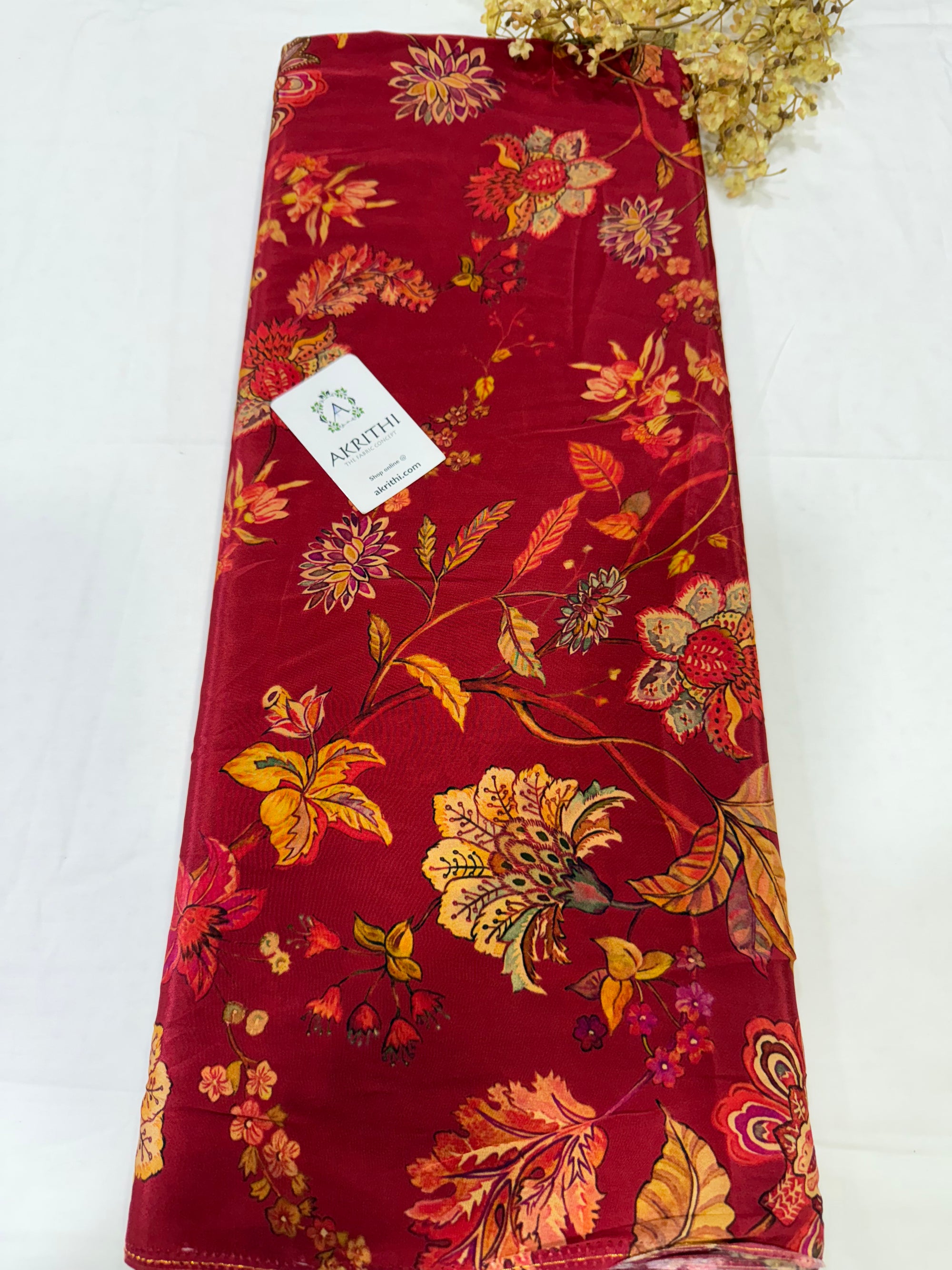 Digital floral printed pure crepe fabric