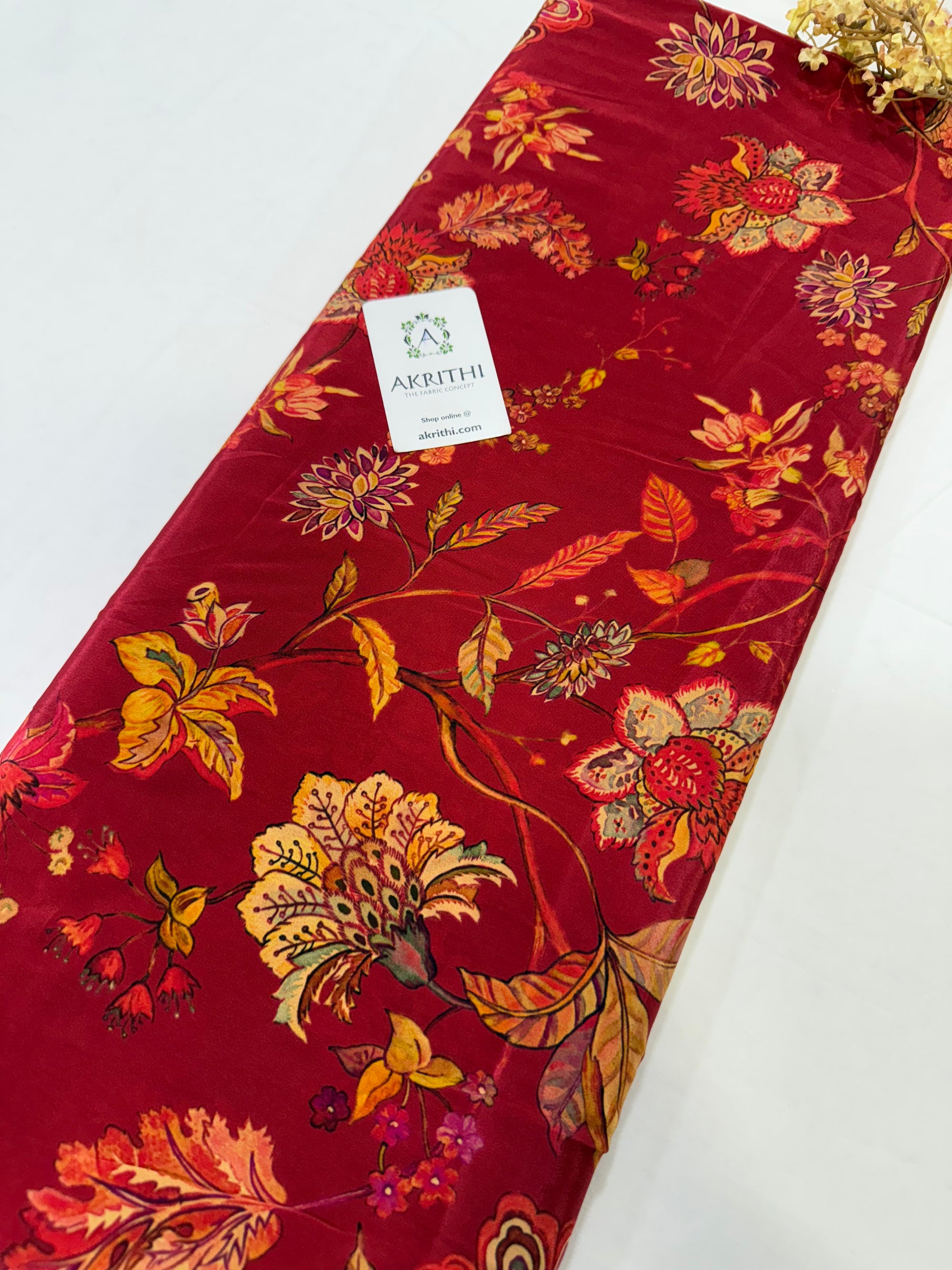 Digital floral printed pure crepe fabric