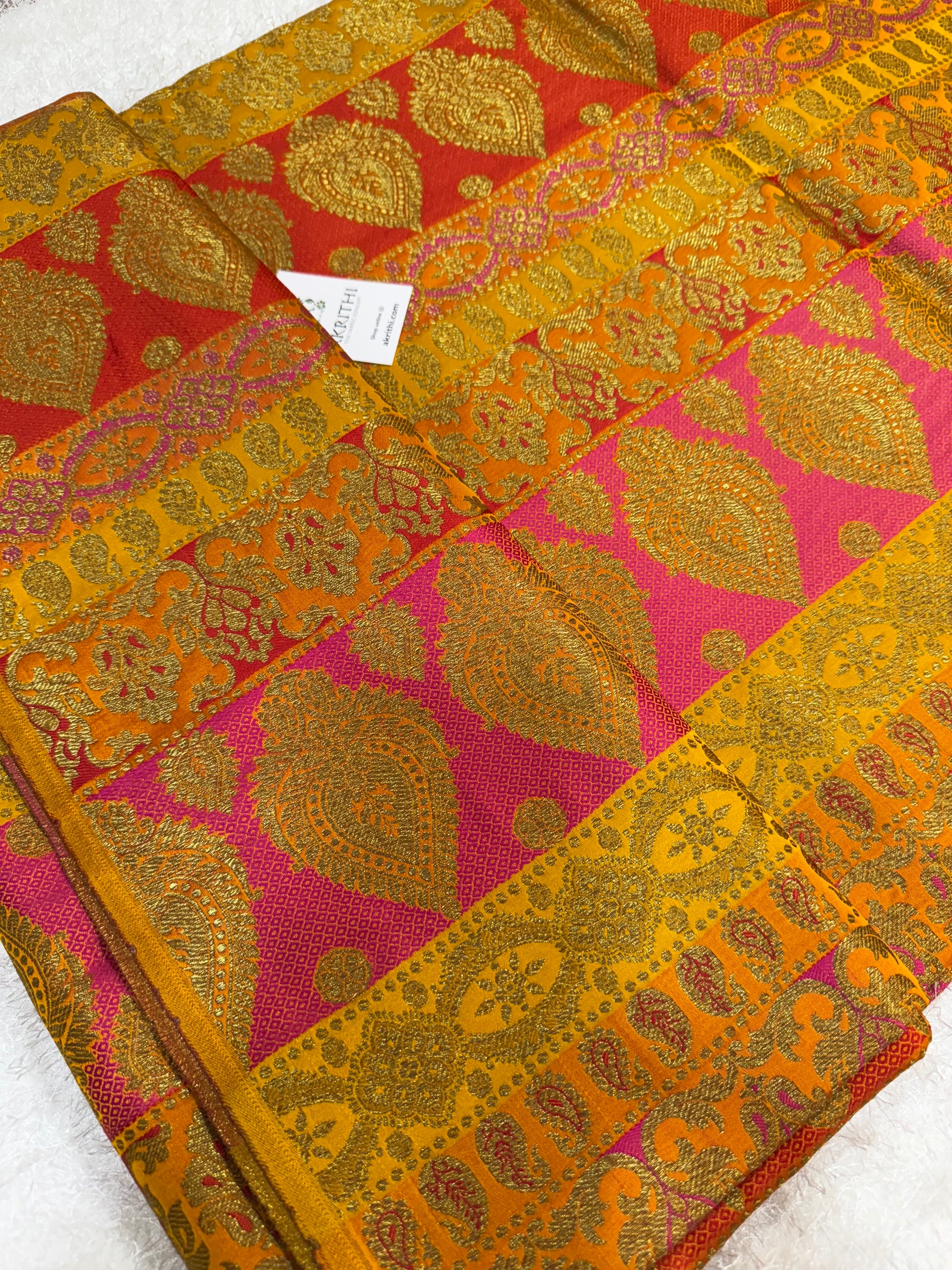 Multi coloured Pure Banarasi brocade fabric