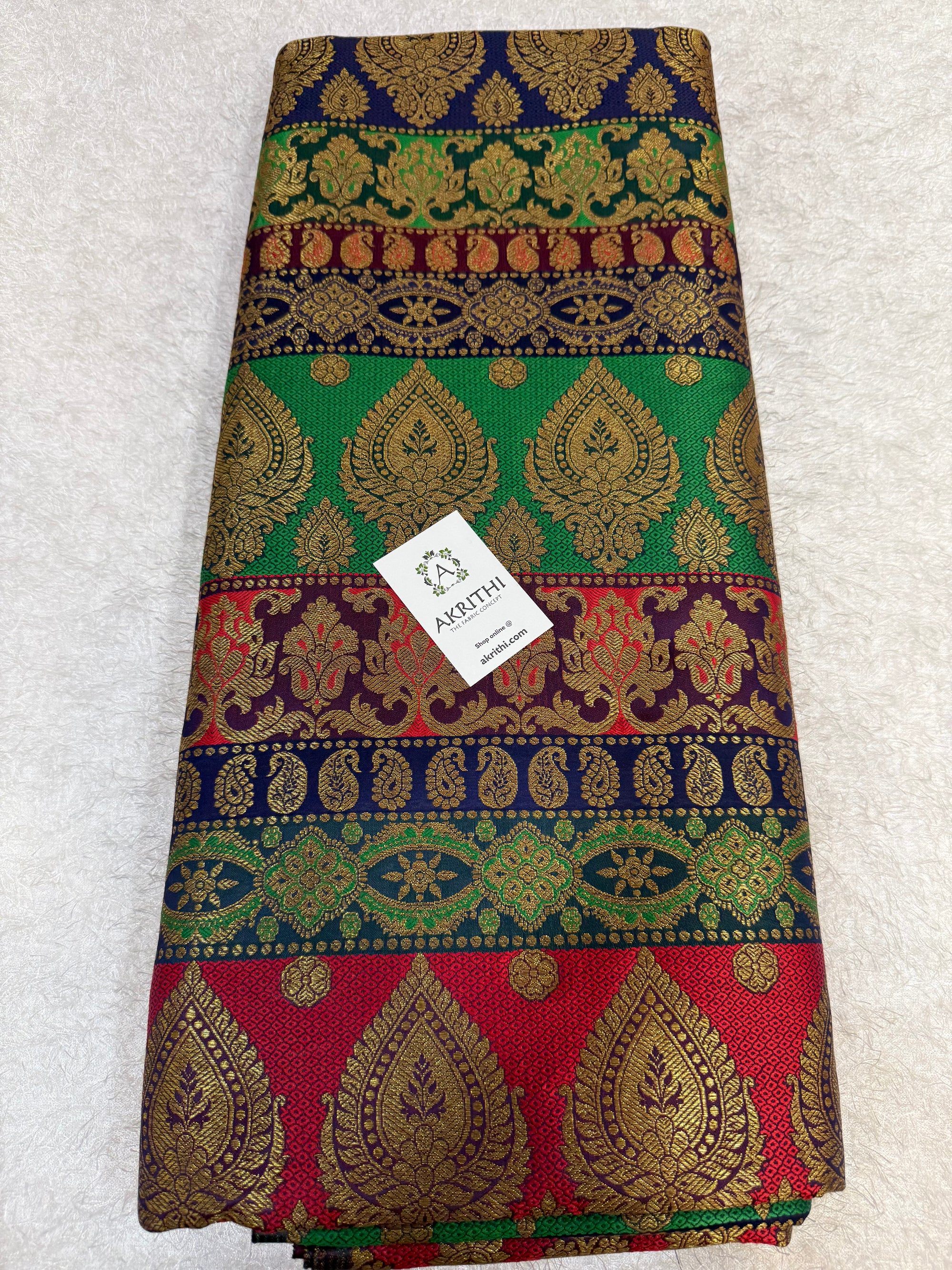 Multi coloured Pure Banarasi brocade fabric