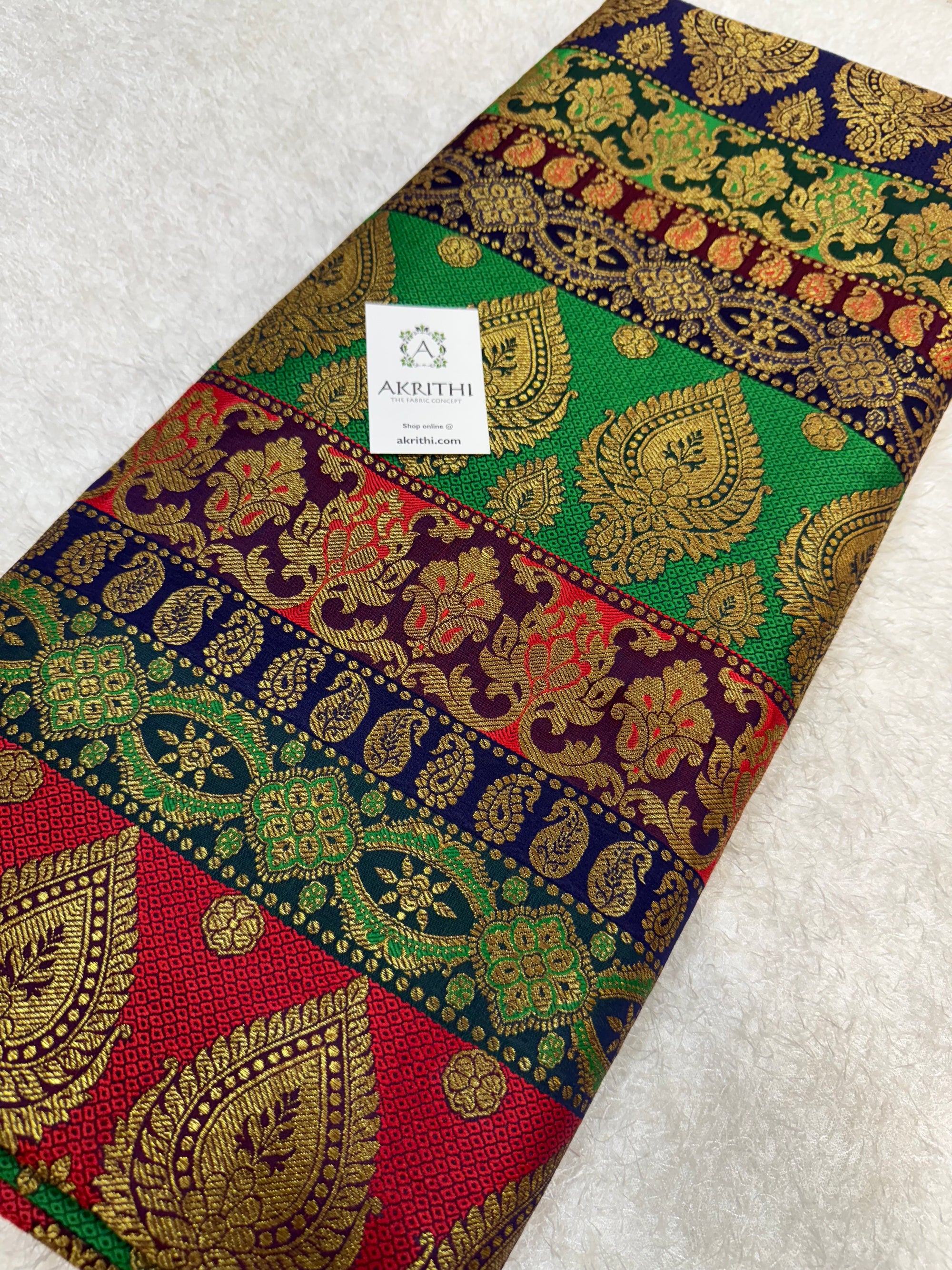 Multi coloured Pure Banarasi brocade fabric