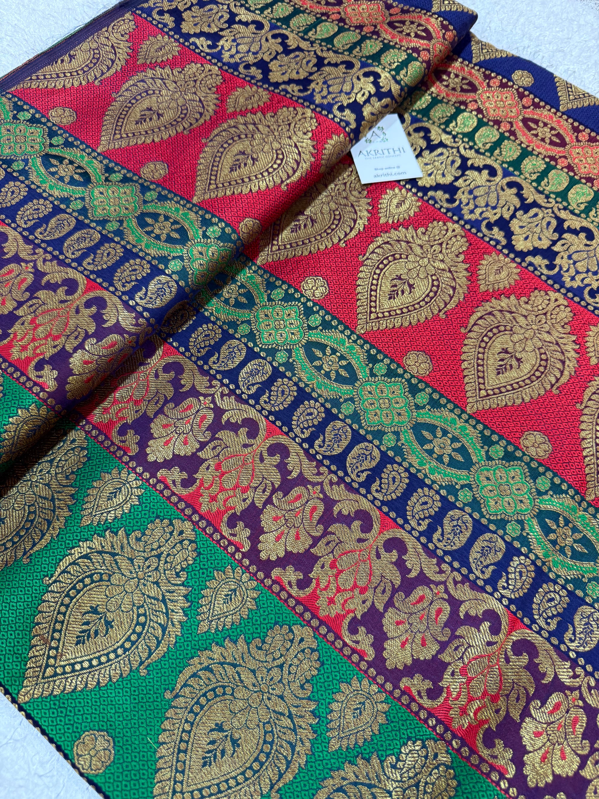 Multi coloured Pure Banarasi brocade fabric