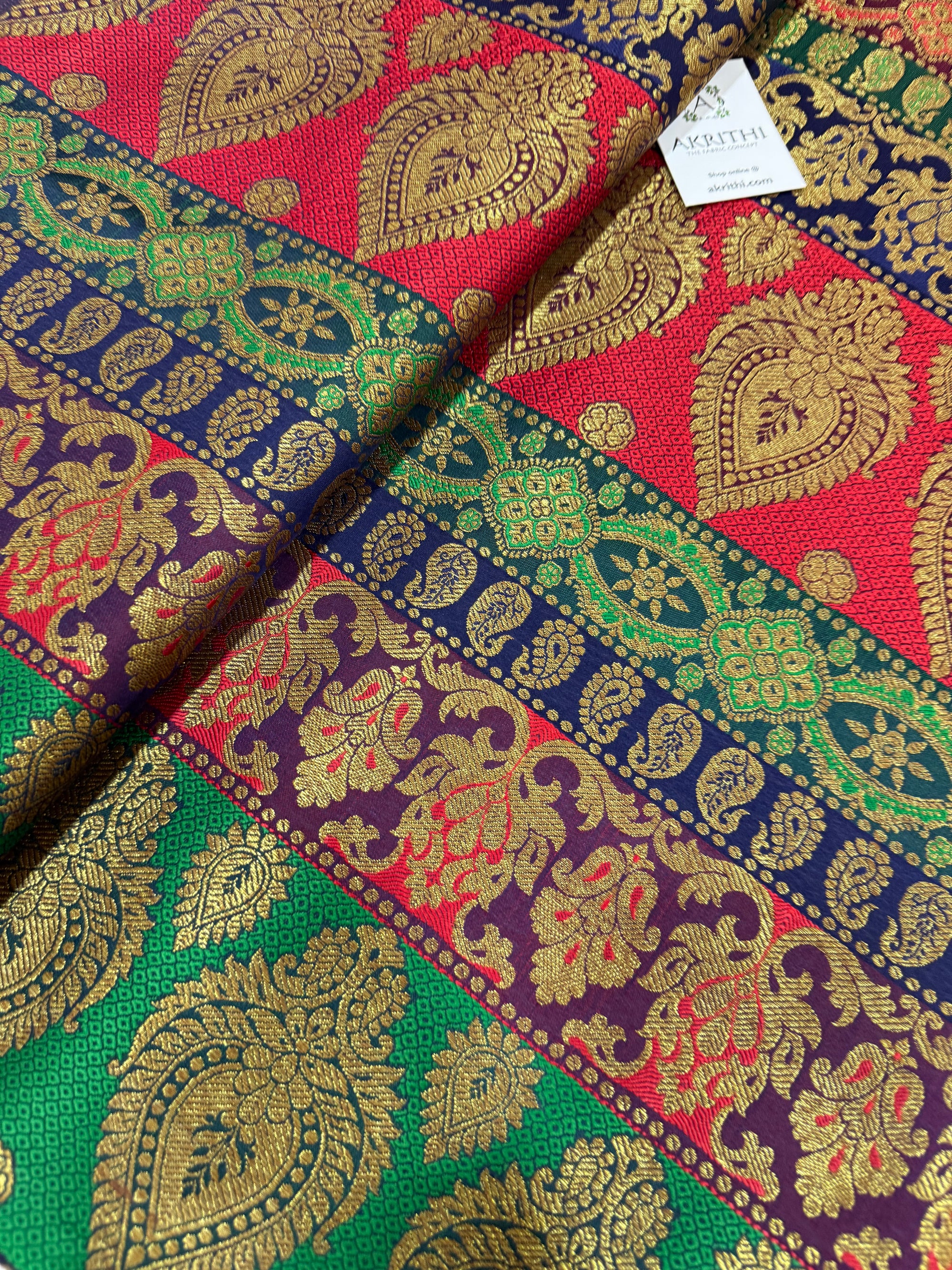 Multicoloured Pure Banarasi brocade fabric