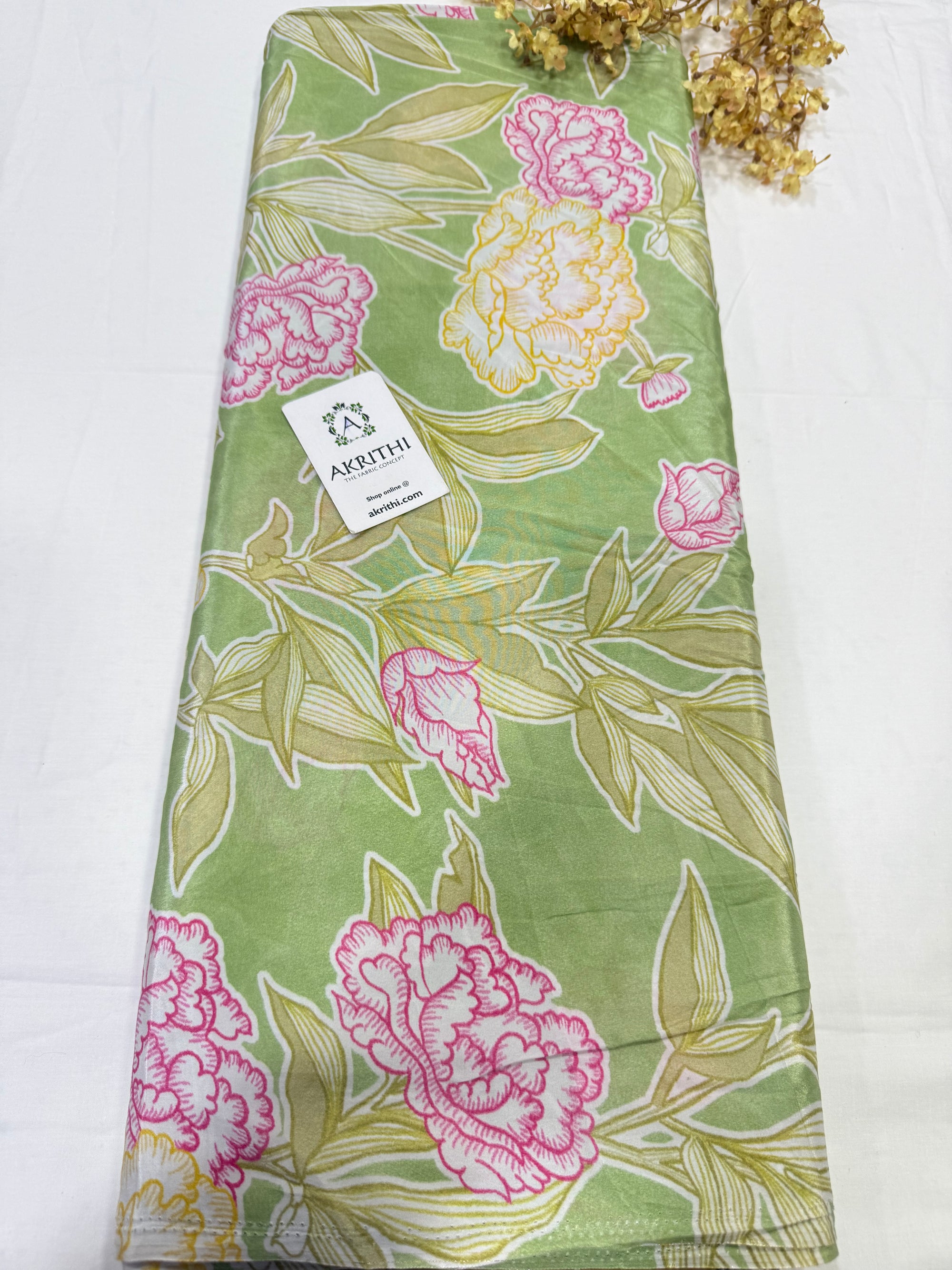 Digital floral printed pure crepe fabric