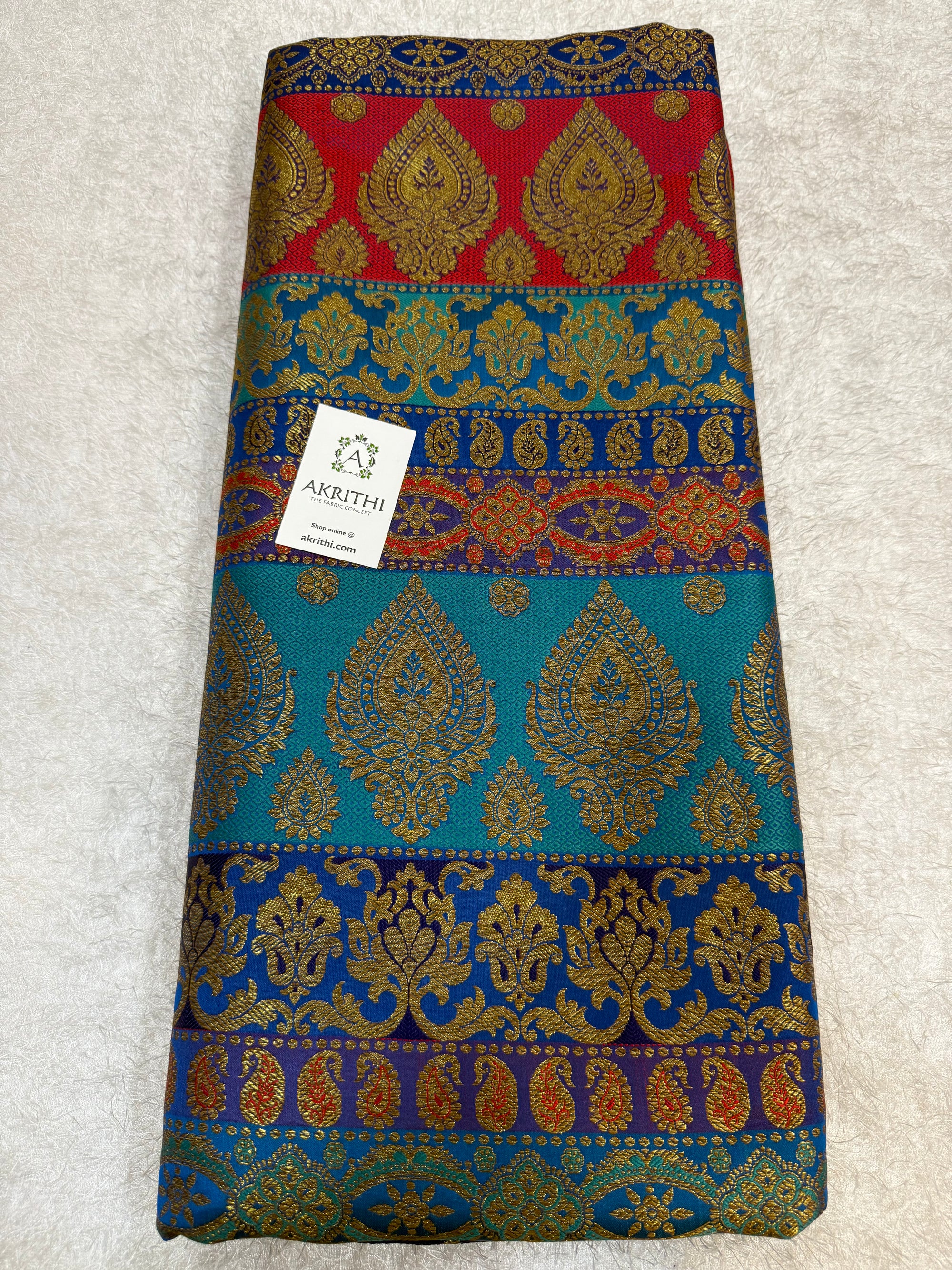Multi coloured Pure Banarasi brocade fabric