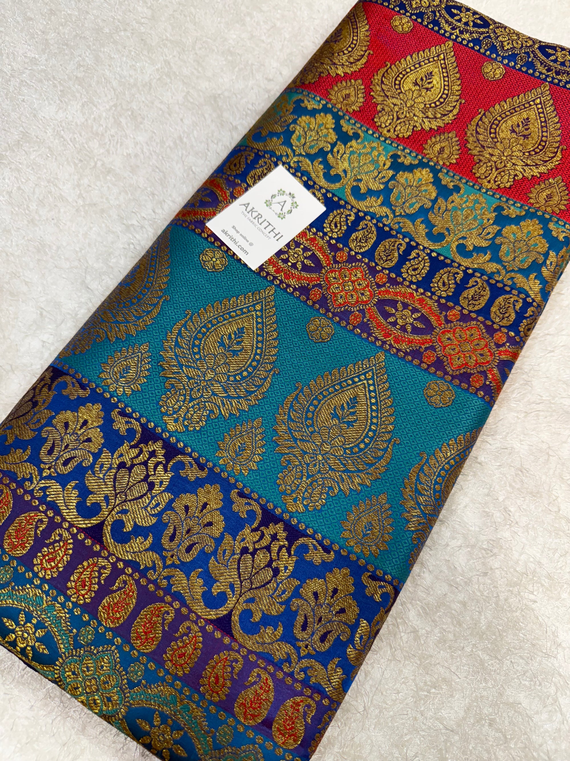 Multi coloured Pure Banarasi brocade fabric