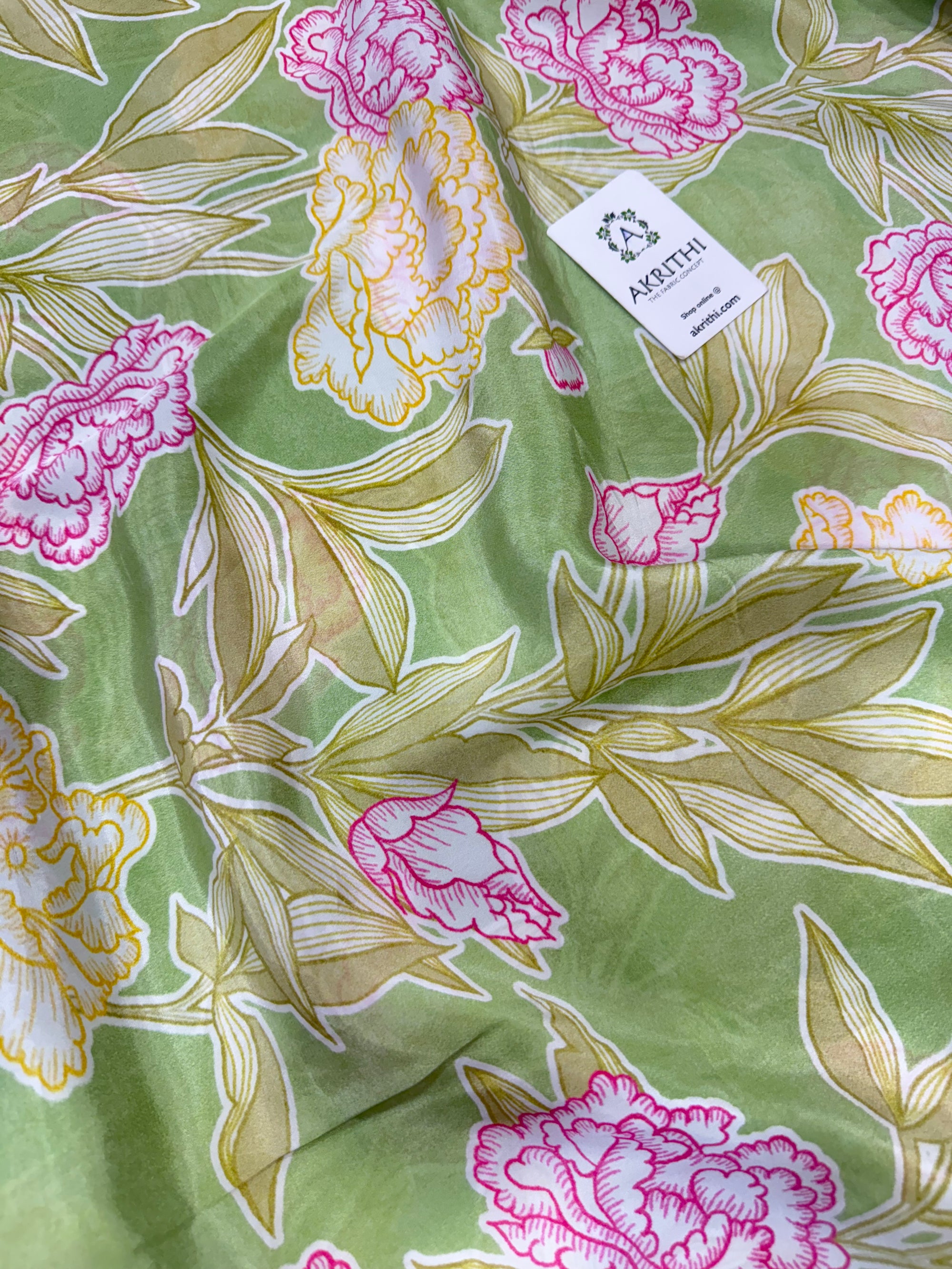 Digital floral printed pure crepe fabric