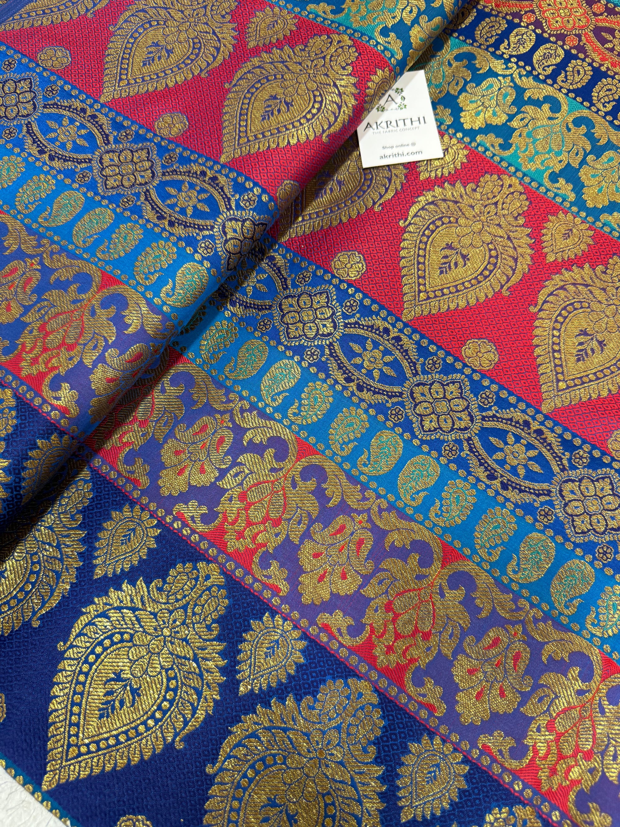 Multi coloured Pure Banarasi brocade fabric