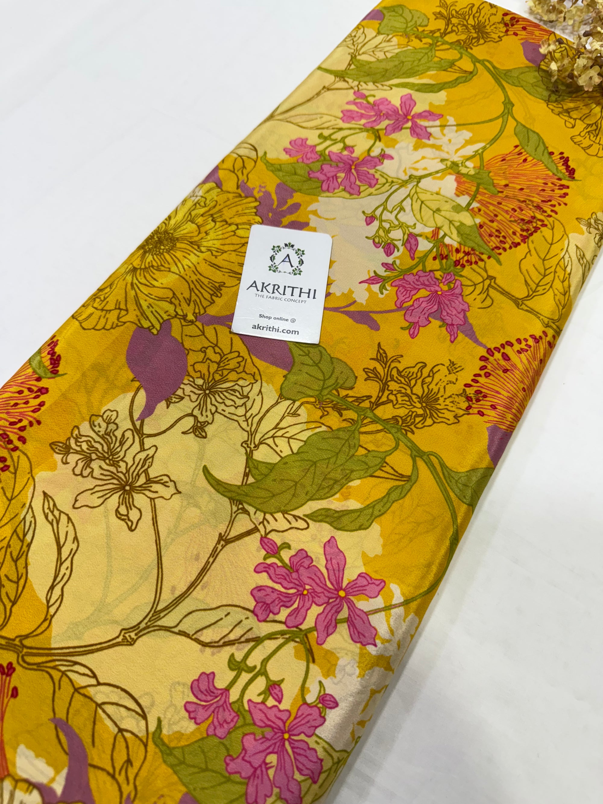 Digital floral printed pure crepe fabric