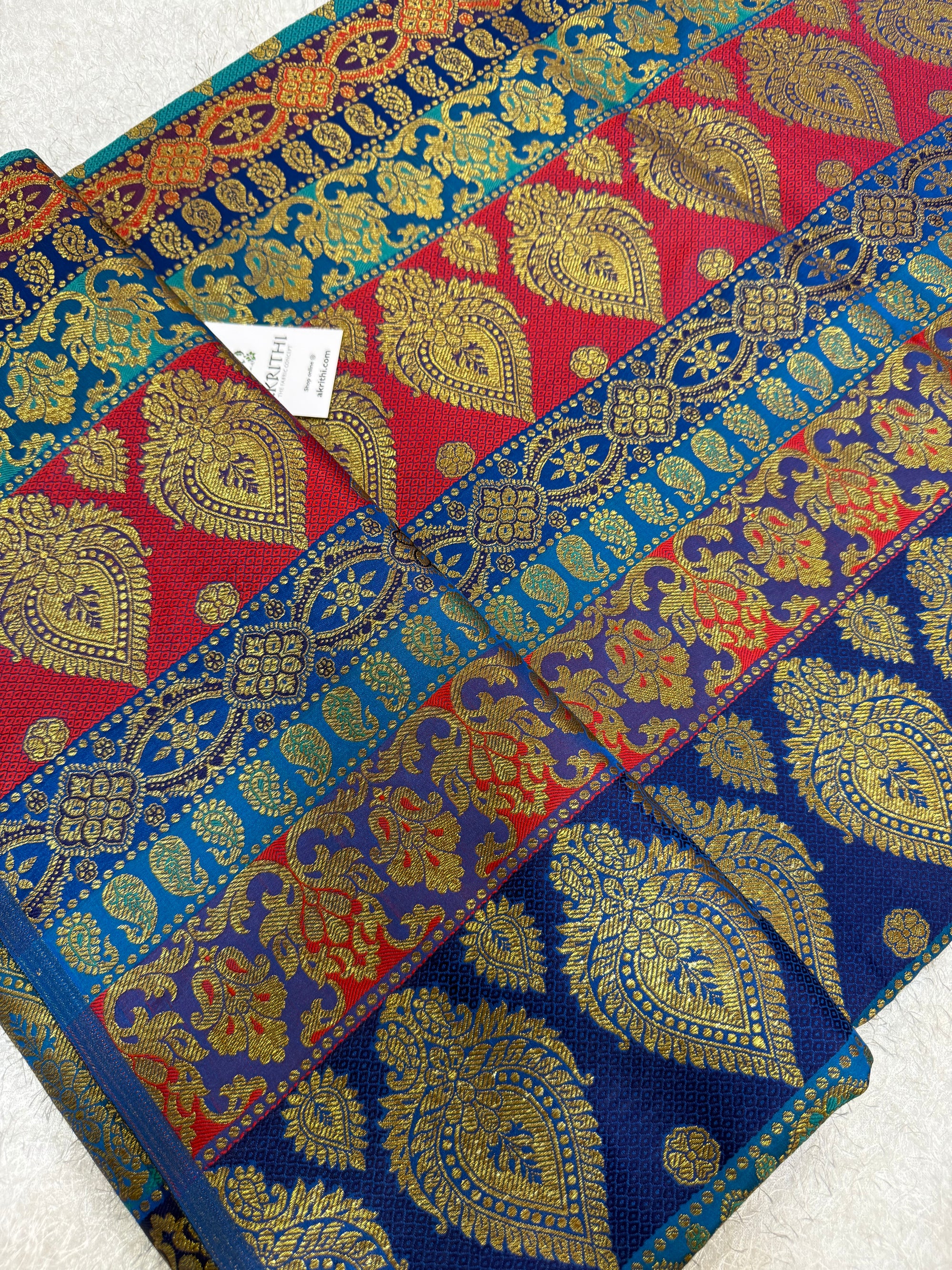 Multi coloured Pure Banarasi brocade fabric