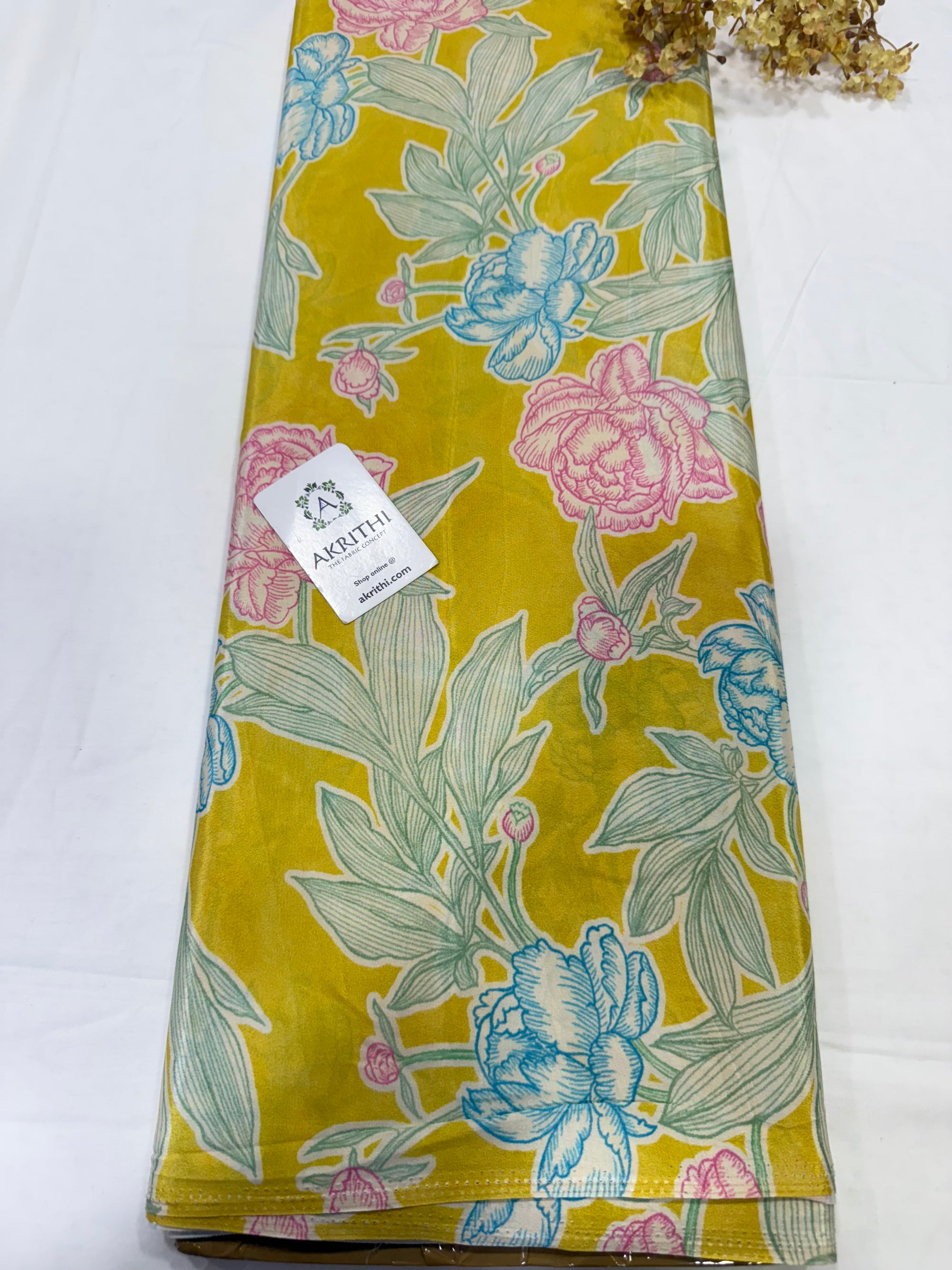 Digital floral printed pure crepe fabric
