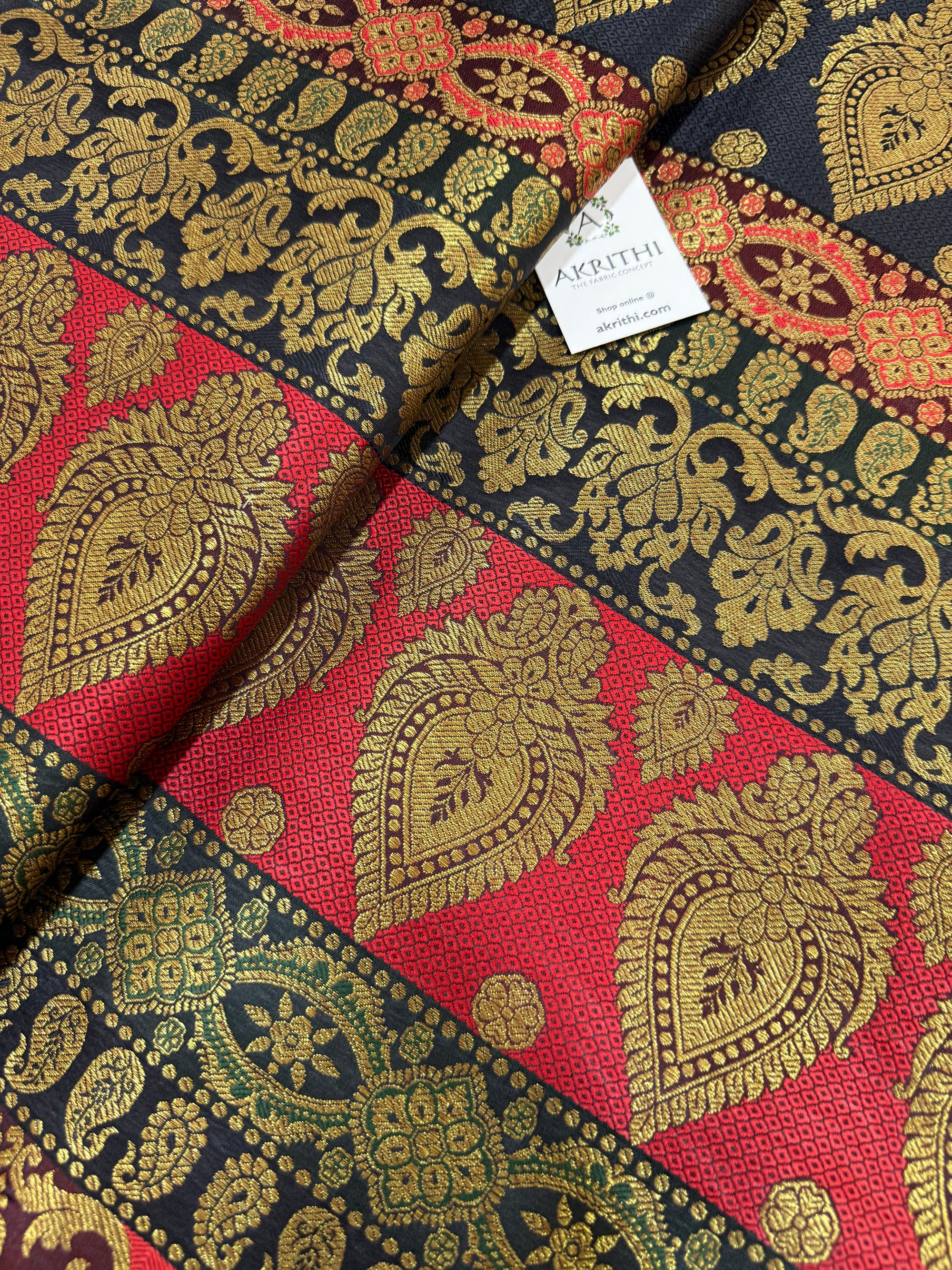 Multi coloured Pure Banarasi brocade fabric