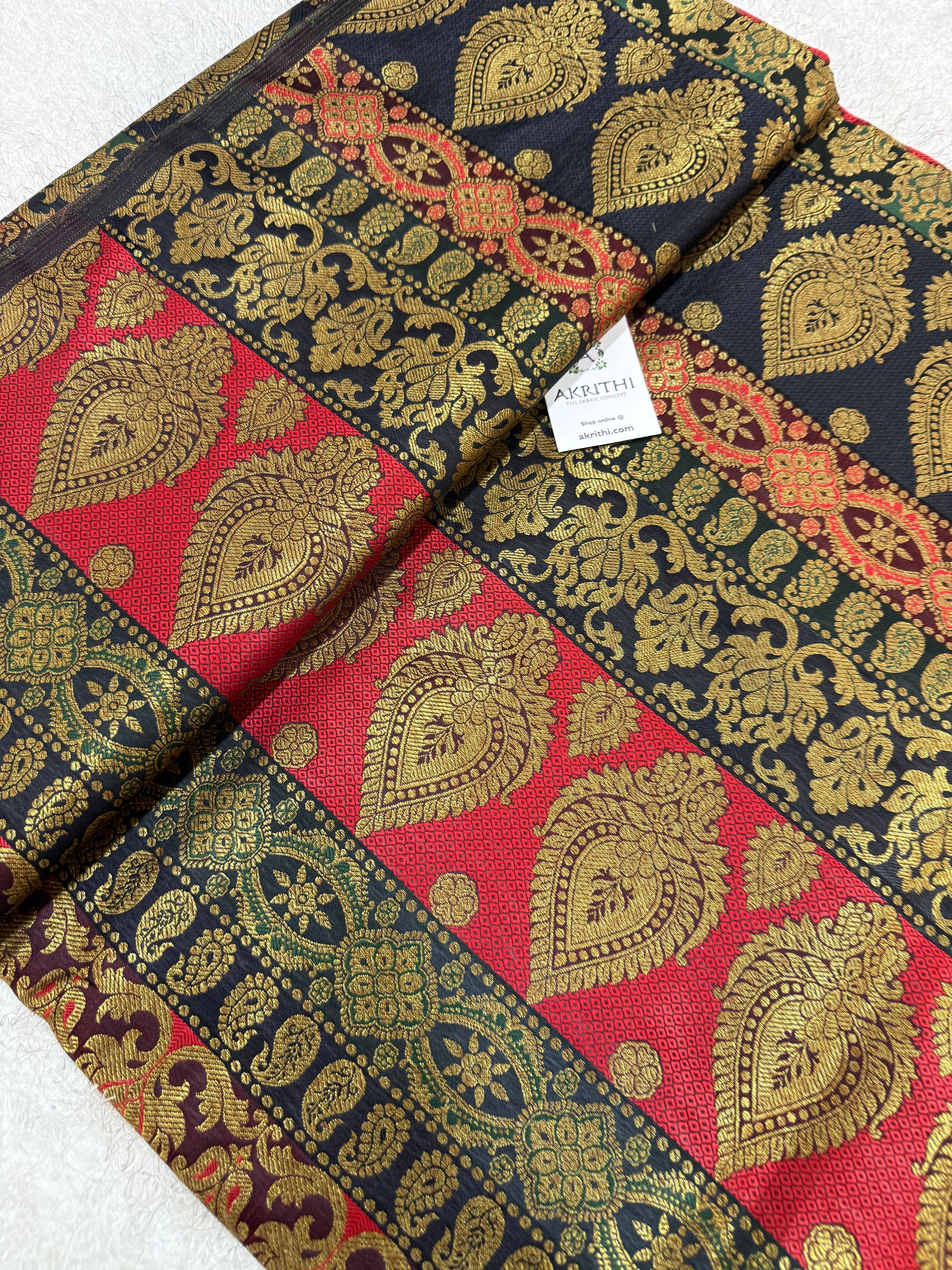 Multi coloured Pure Banarasi brocade fabric