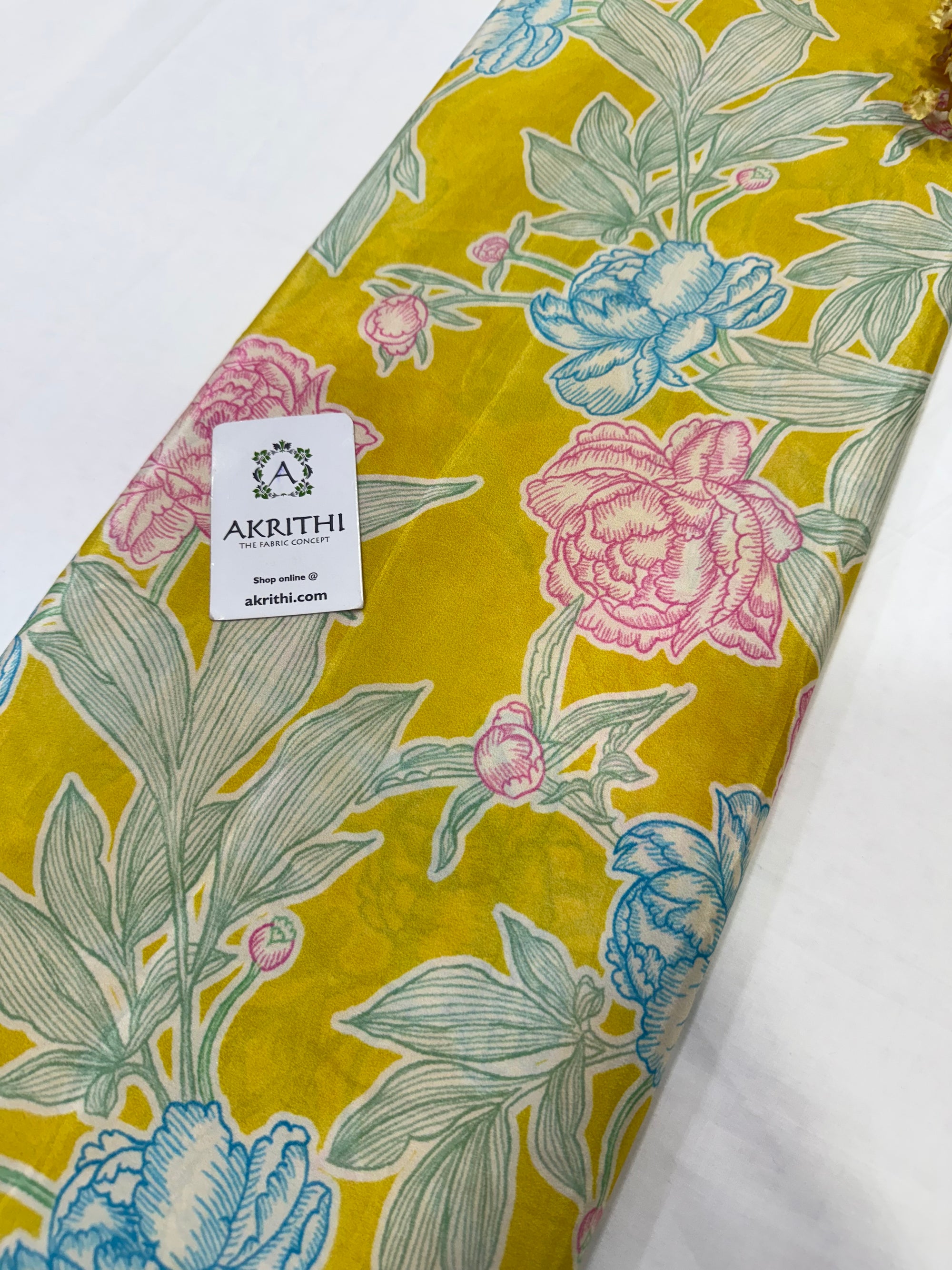 Digital floral printed pure crepe fabric