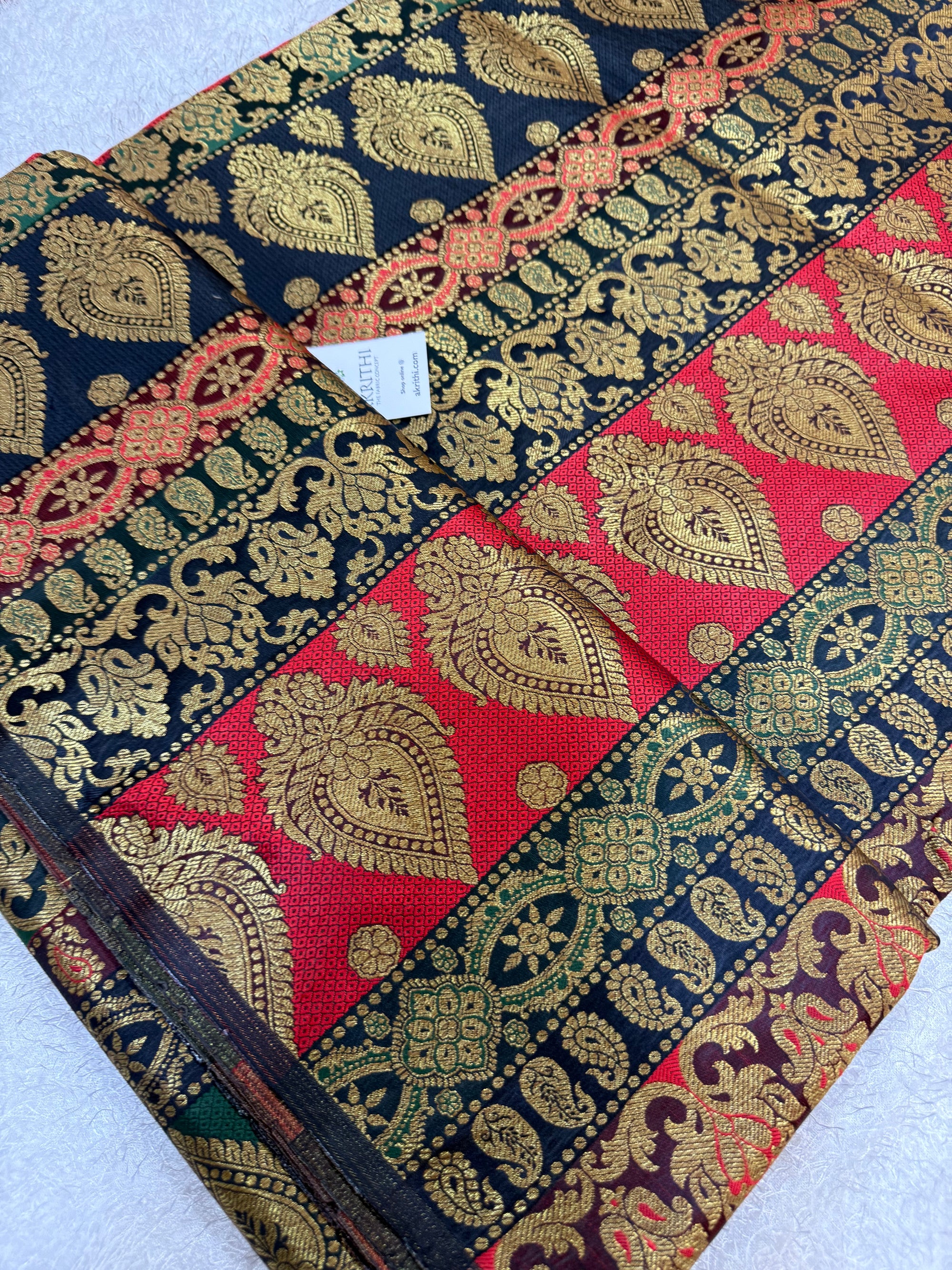 Multi coloured Pure Banarasi brocade fabric