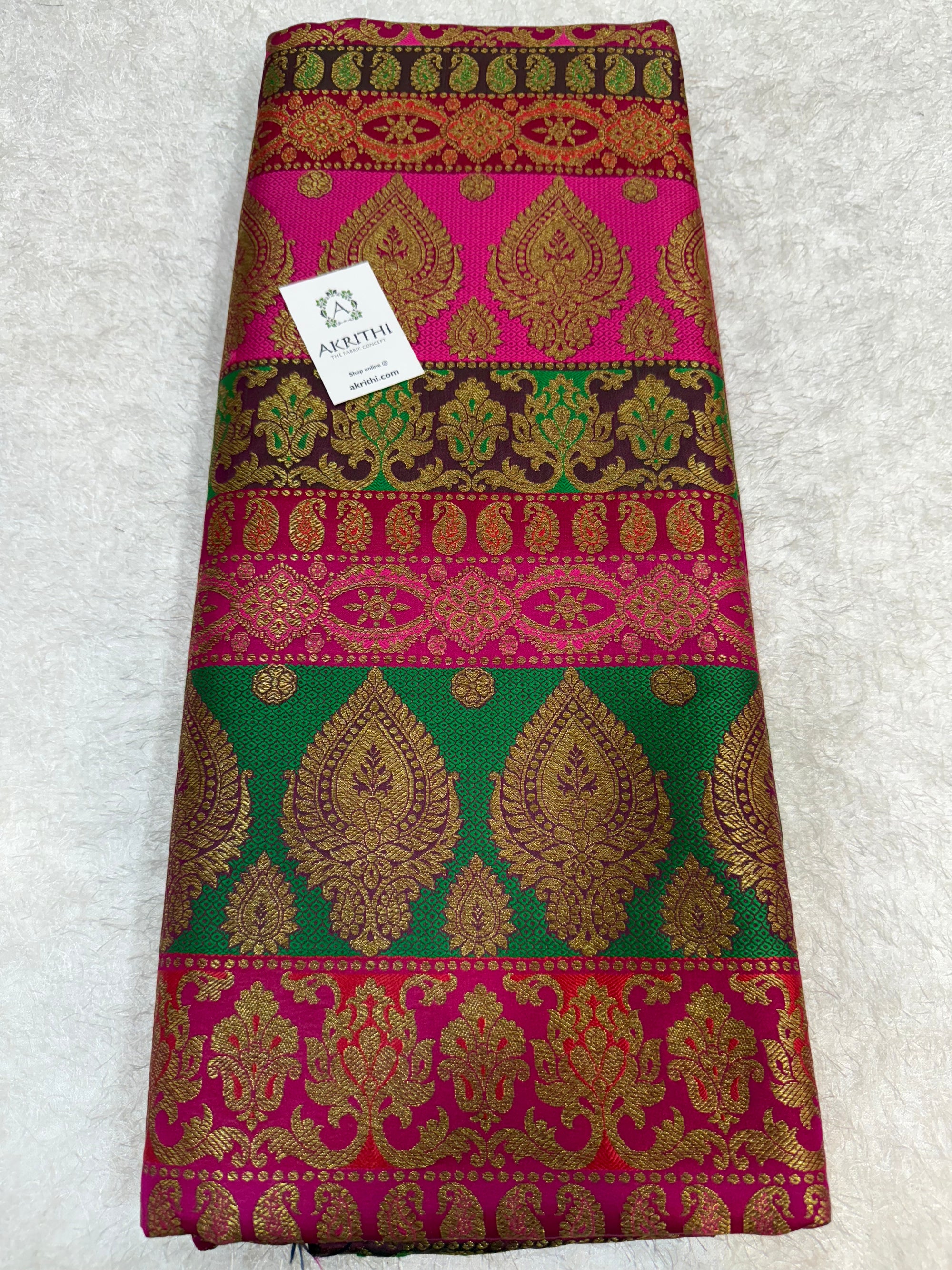 Multi coloured Pure Banarasi brocade fabric