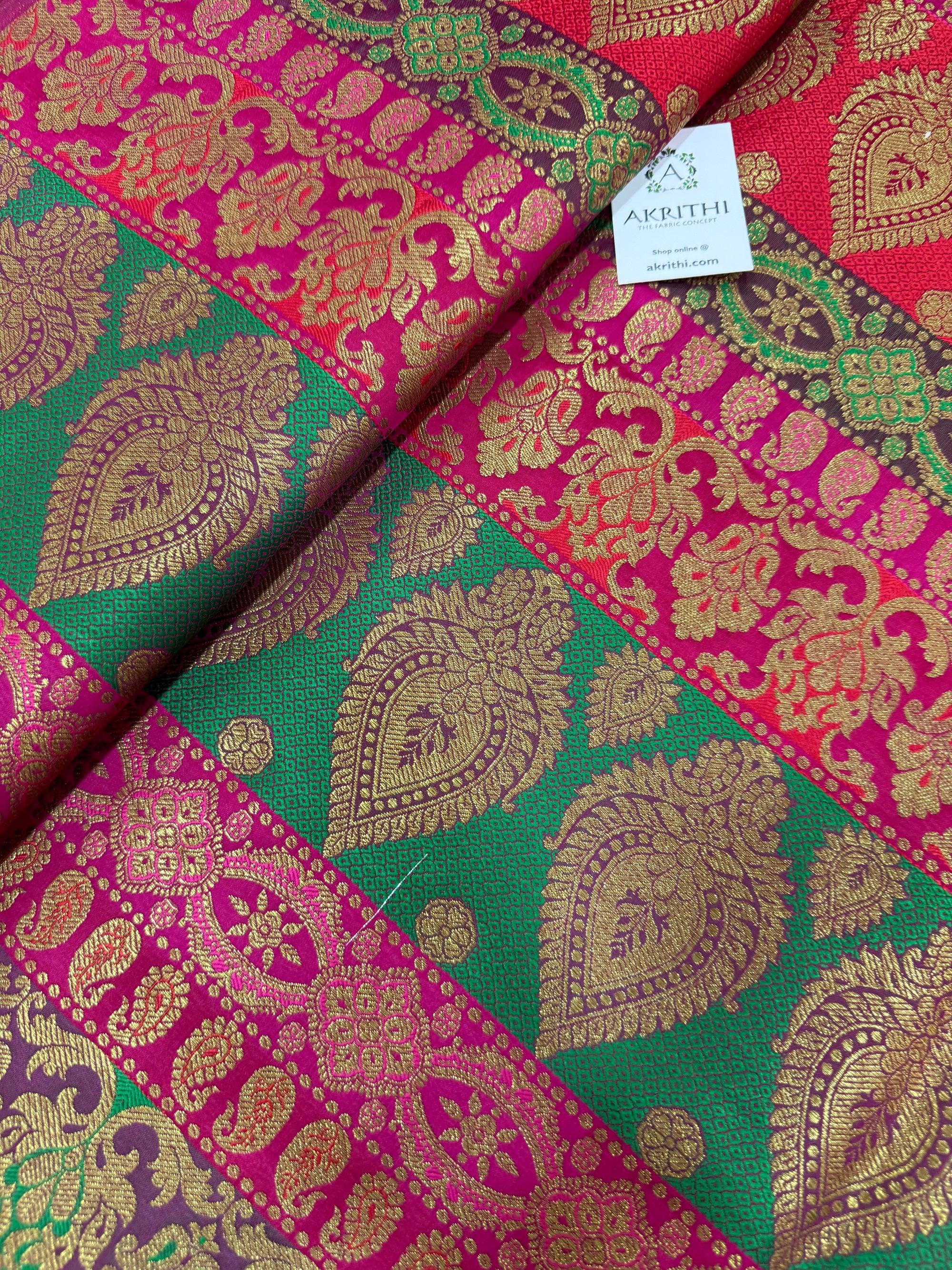 Multi coloured Pure Banarasi brocade fabric