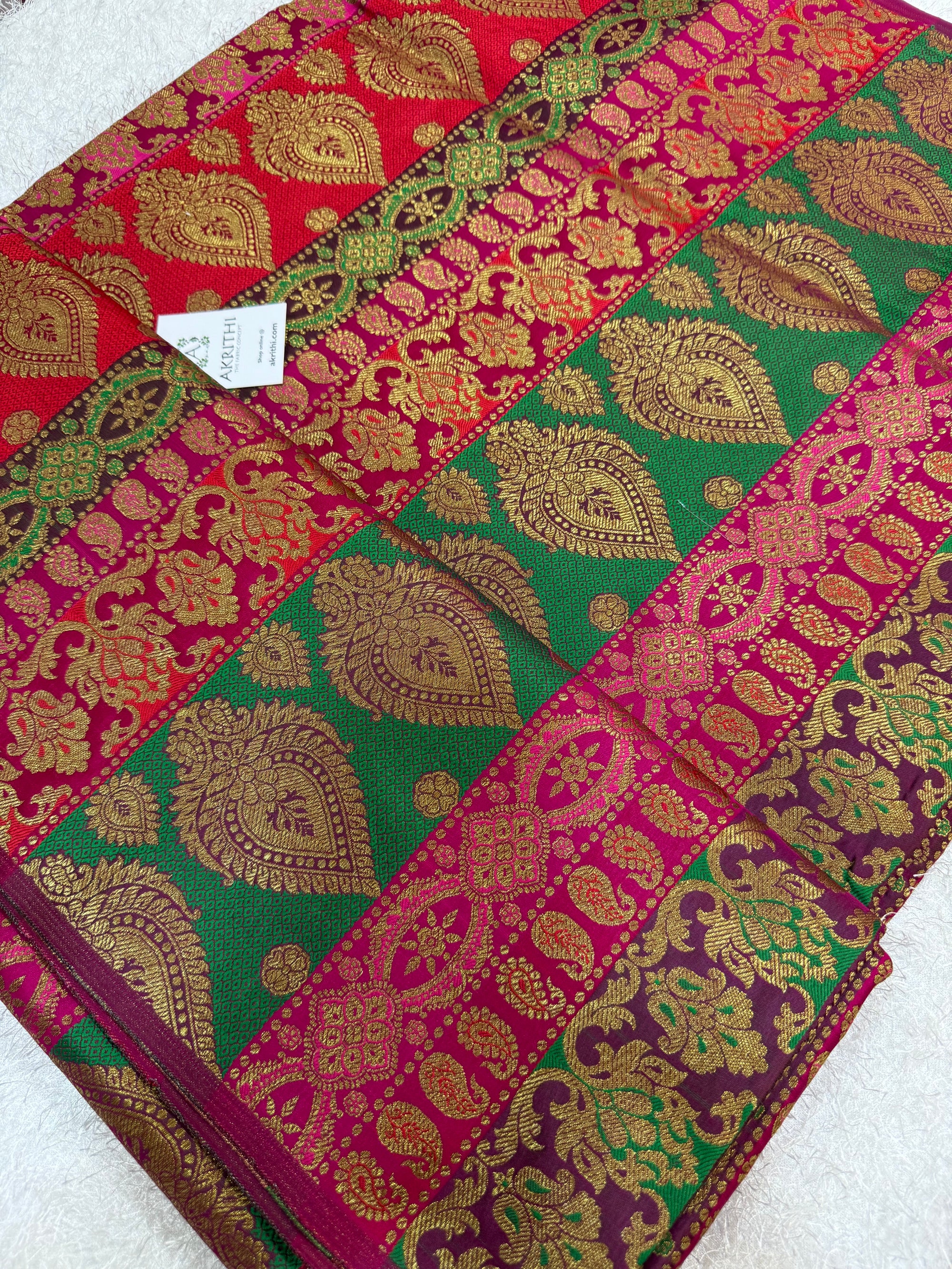 Multi coloured Pure Banarasi brocade fabric