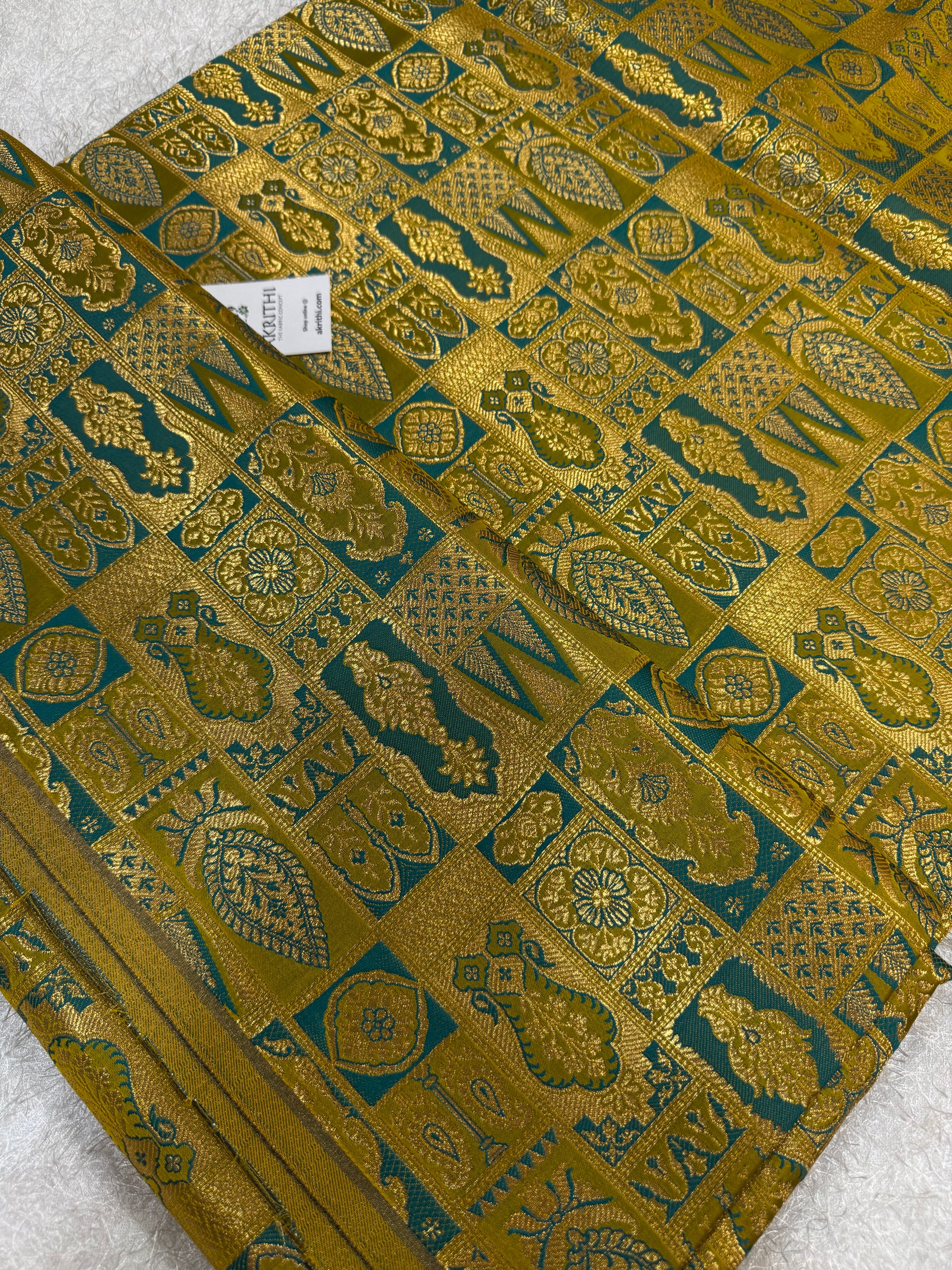 Multicoloured Pure Banarasi brocade fabric