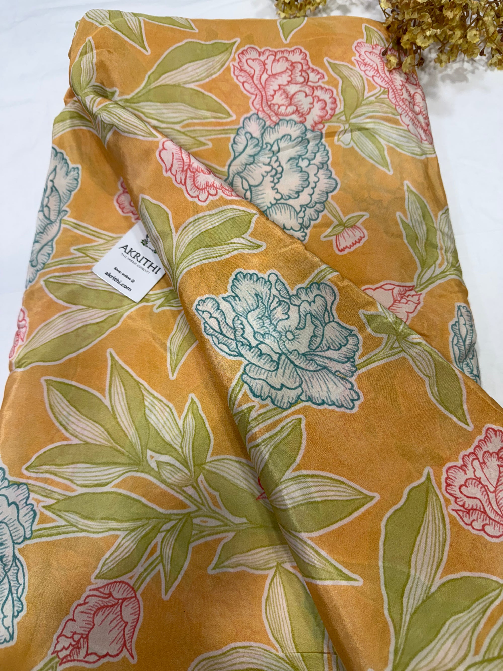Digital floral printed pure crepe fabric