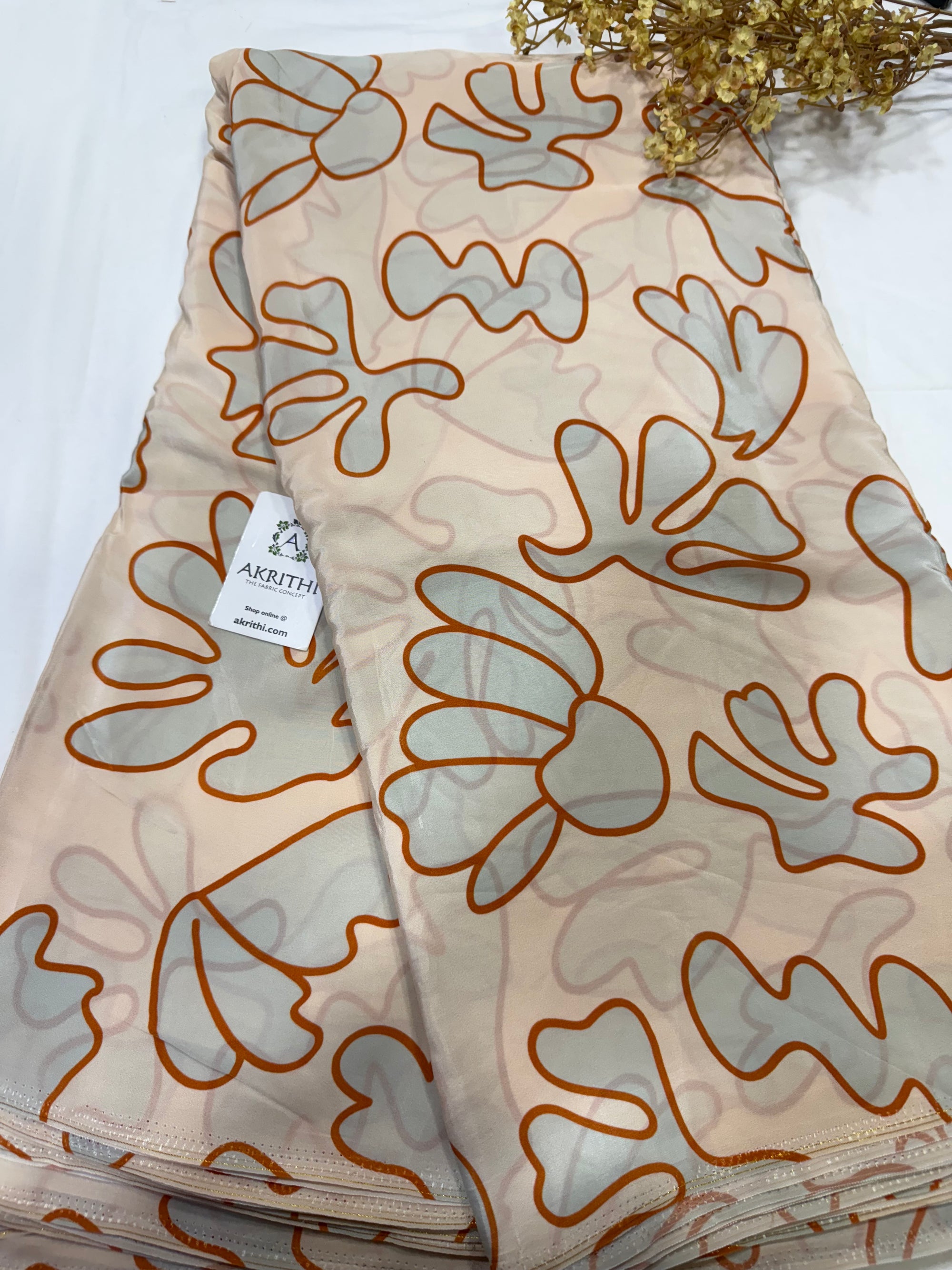 Digital floral printed pure crepe fabric