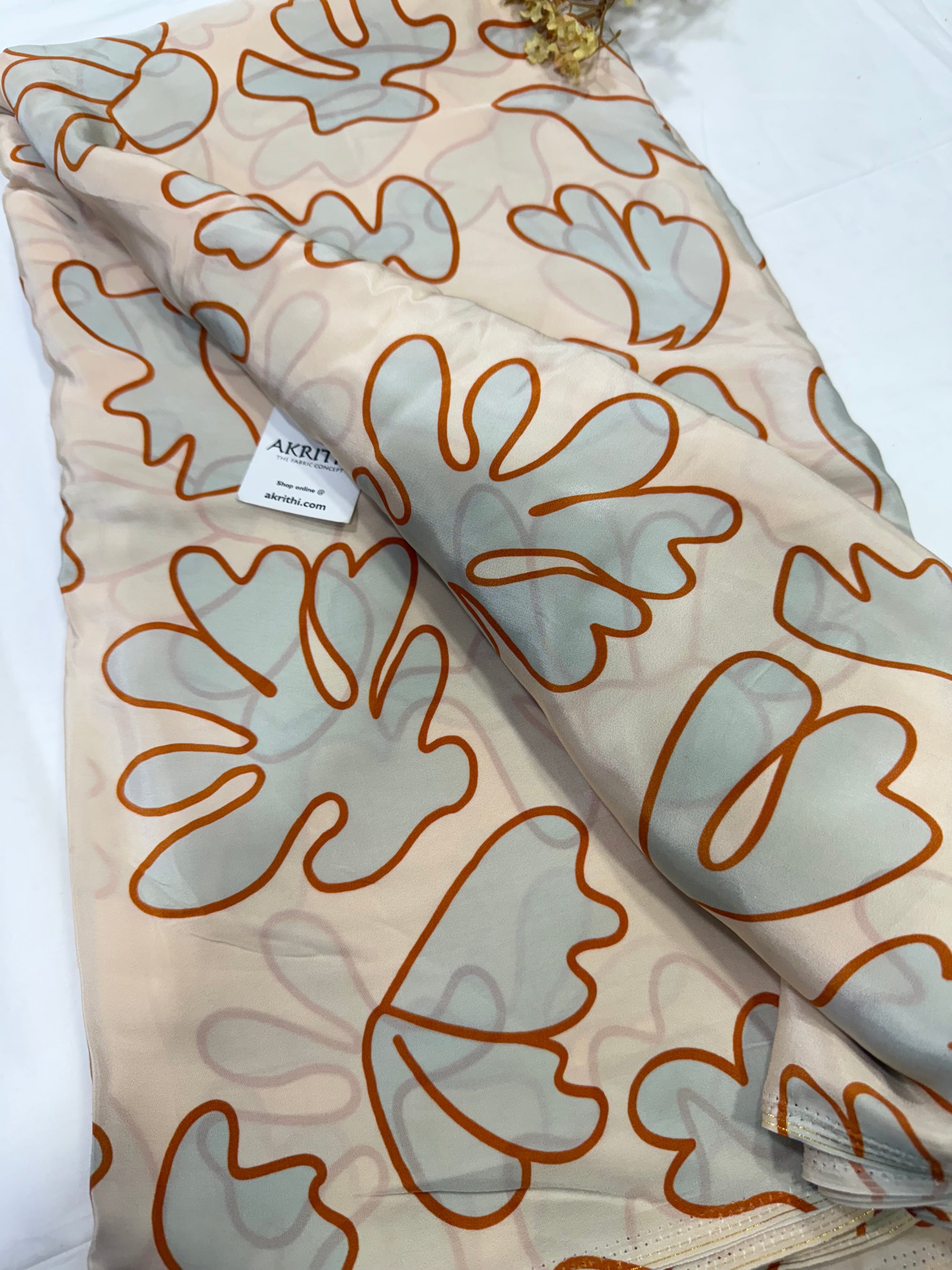 Digital floral printed pure crepe fabric