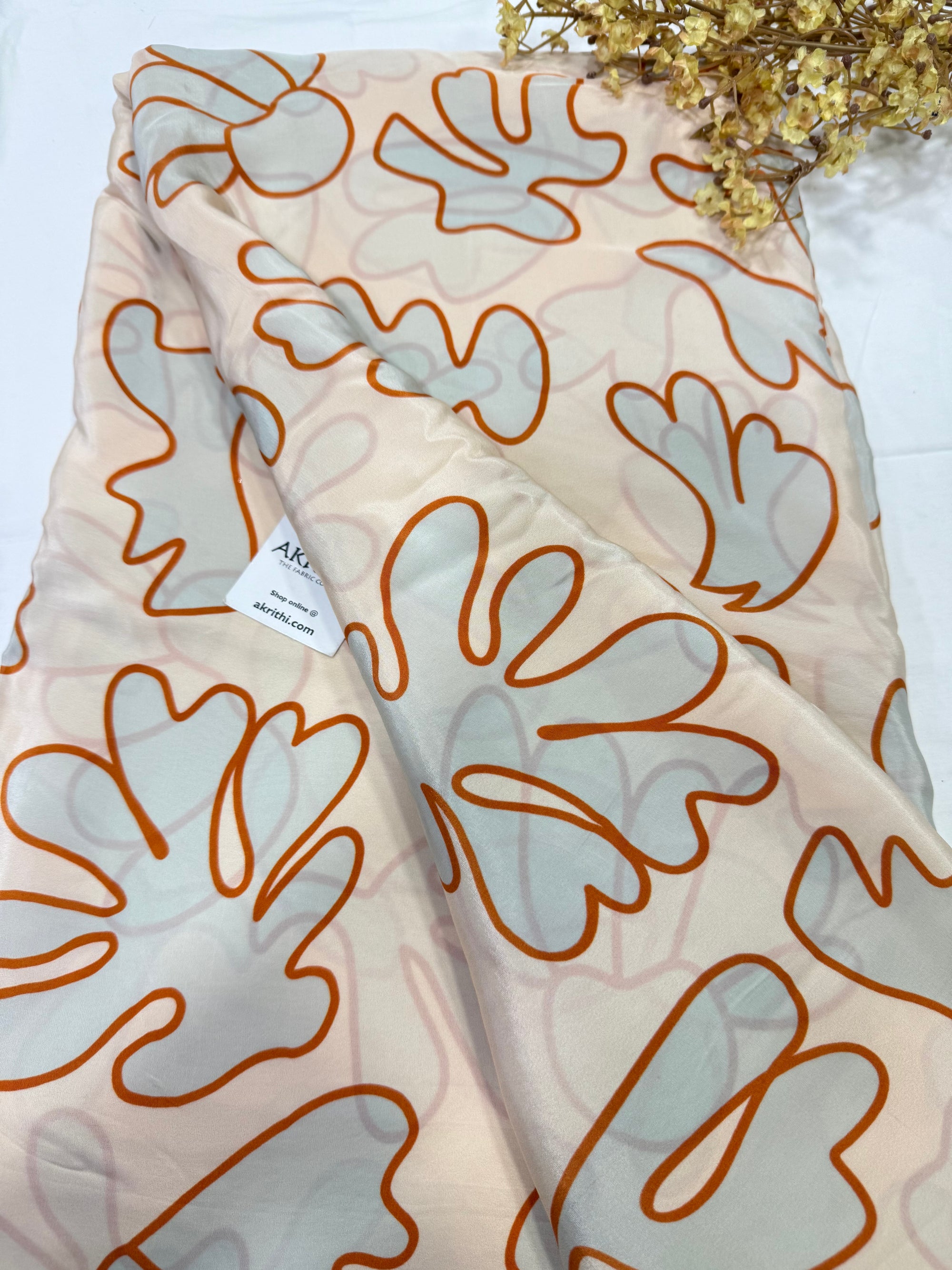 Digital floral printed pure crepe fabric