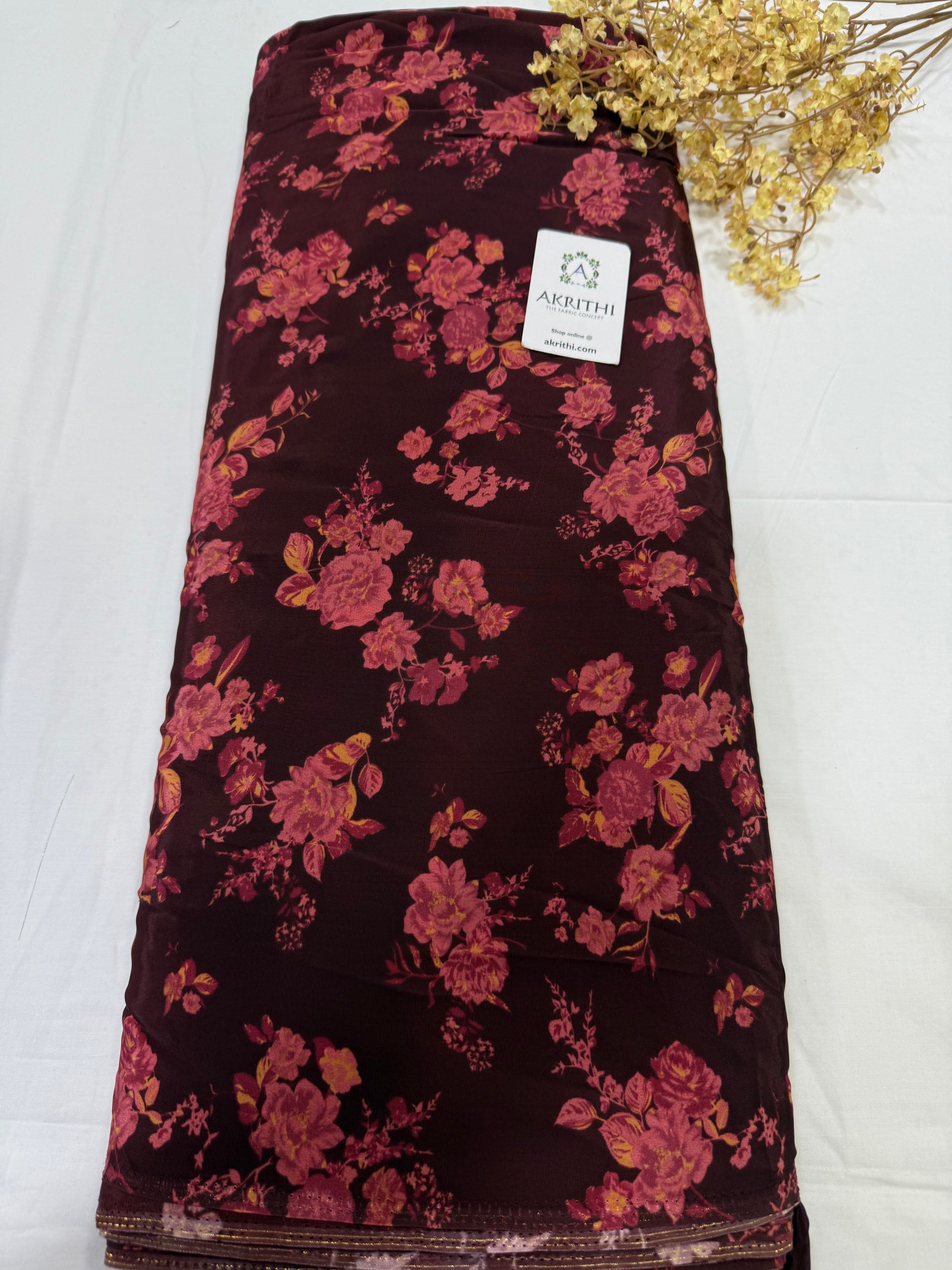Digital floral printed pure crepe fabric