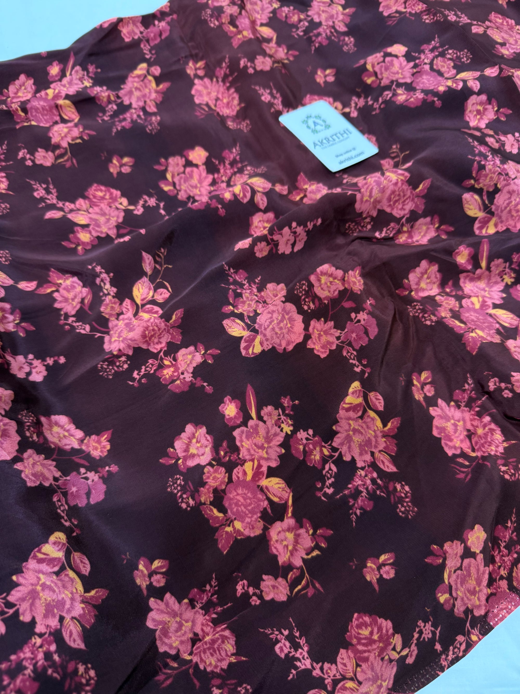 Digital floral printed pure crepe fabric