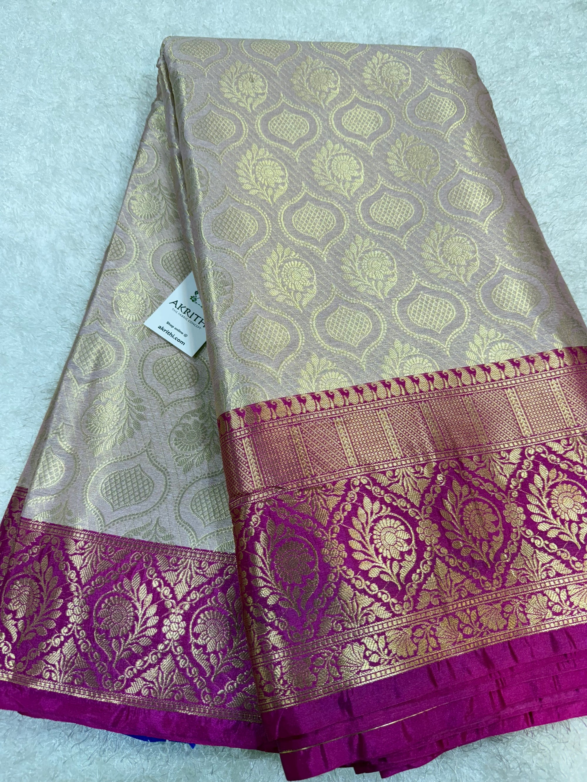 Pure Banarasi brocade fabric with border