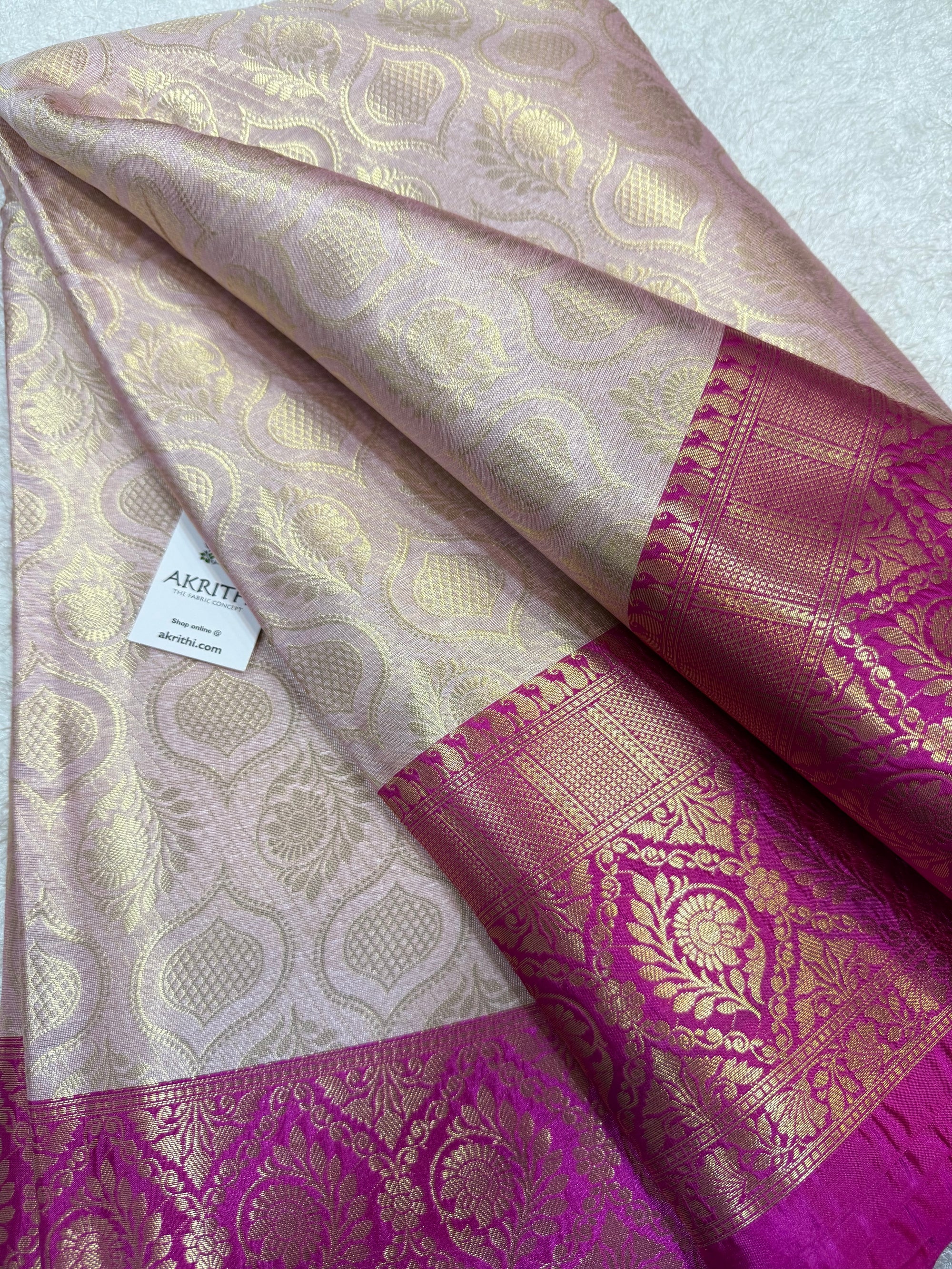 Pure Banarasi brocade fabric with border