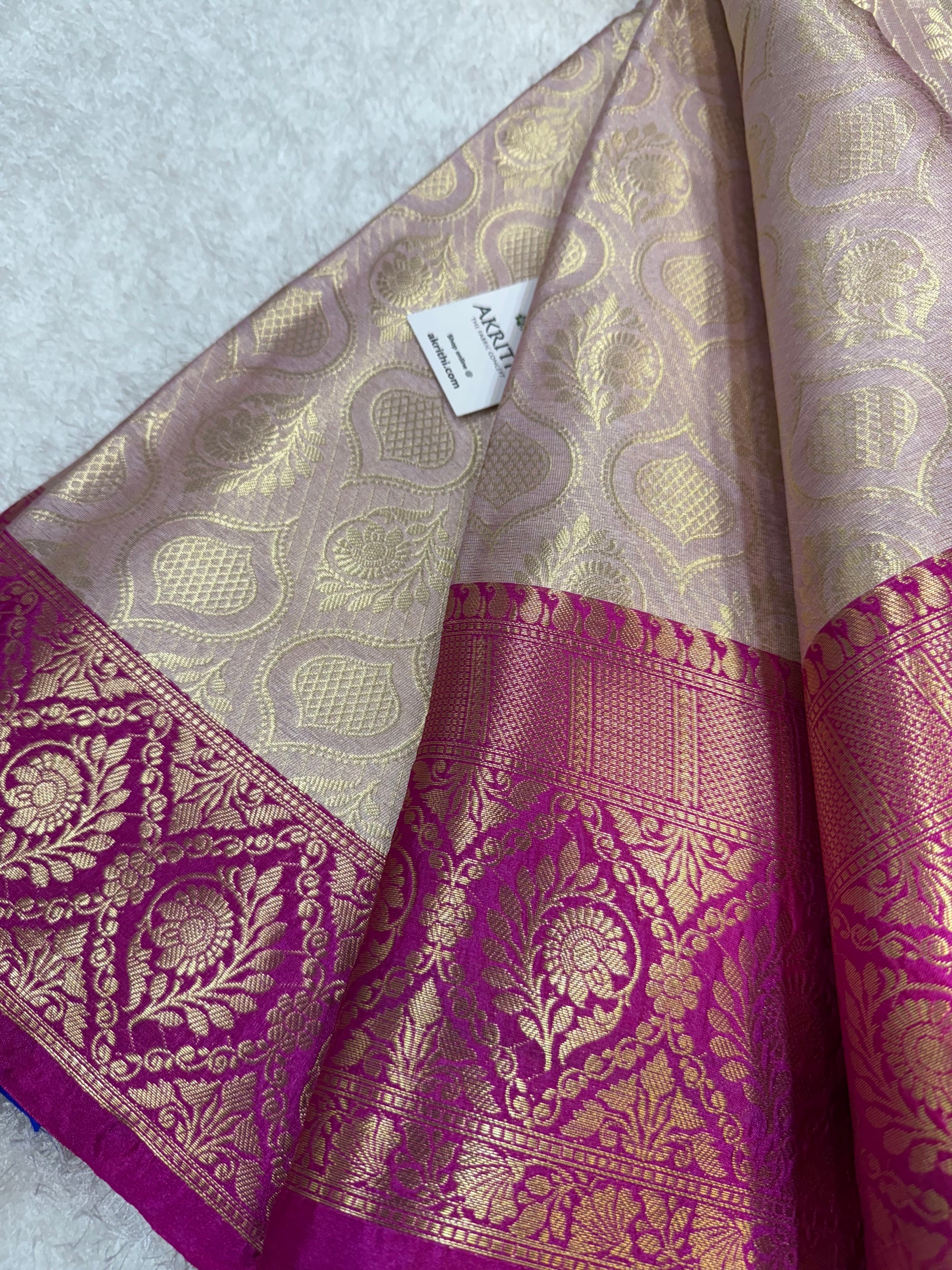 Pure Banarasi brocade fabric with border