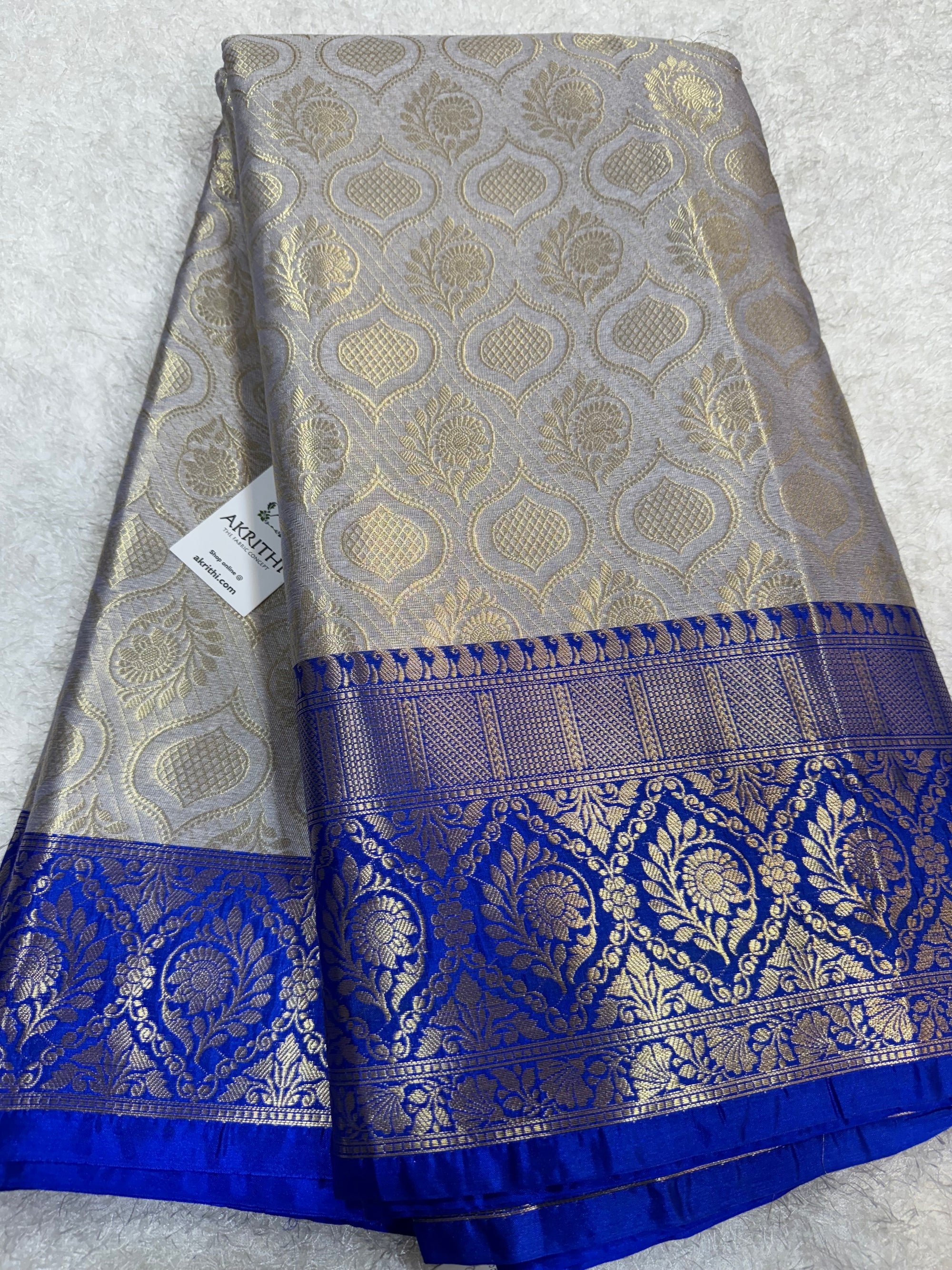 Pure Banarasi brocade fabric with border