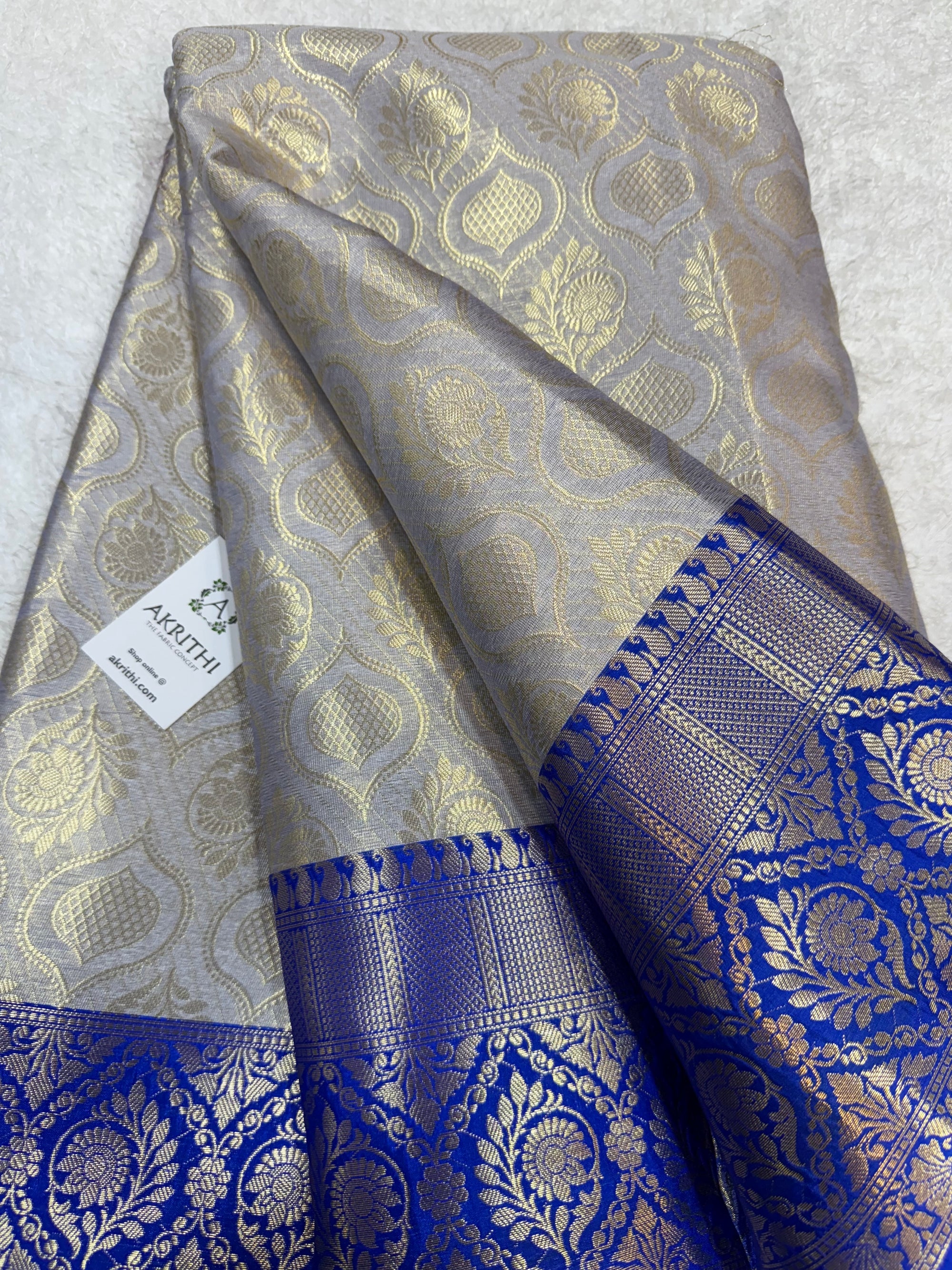 Pure Banarasi brocade fabric with border