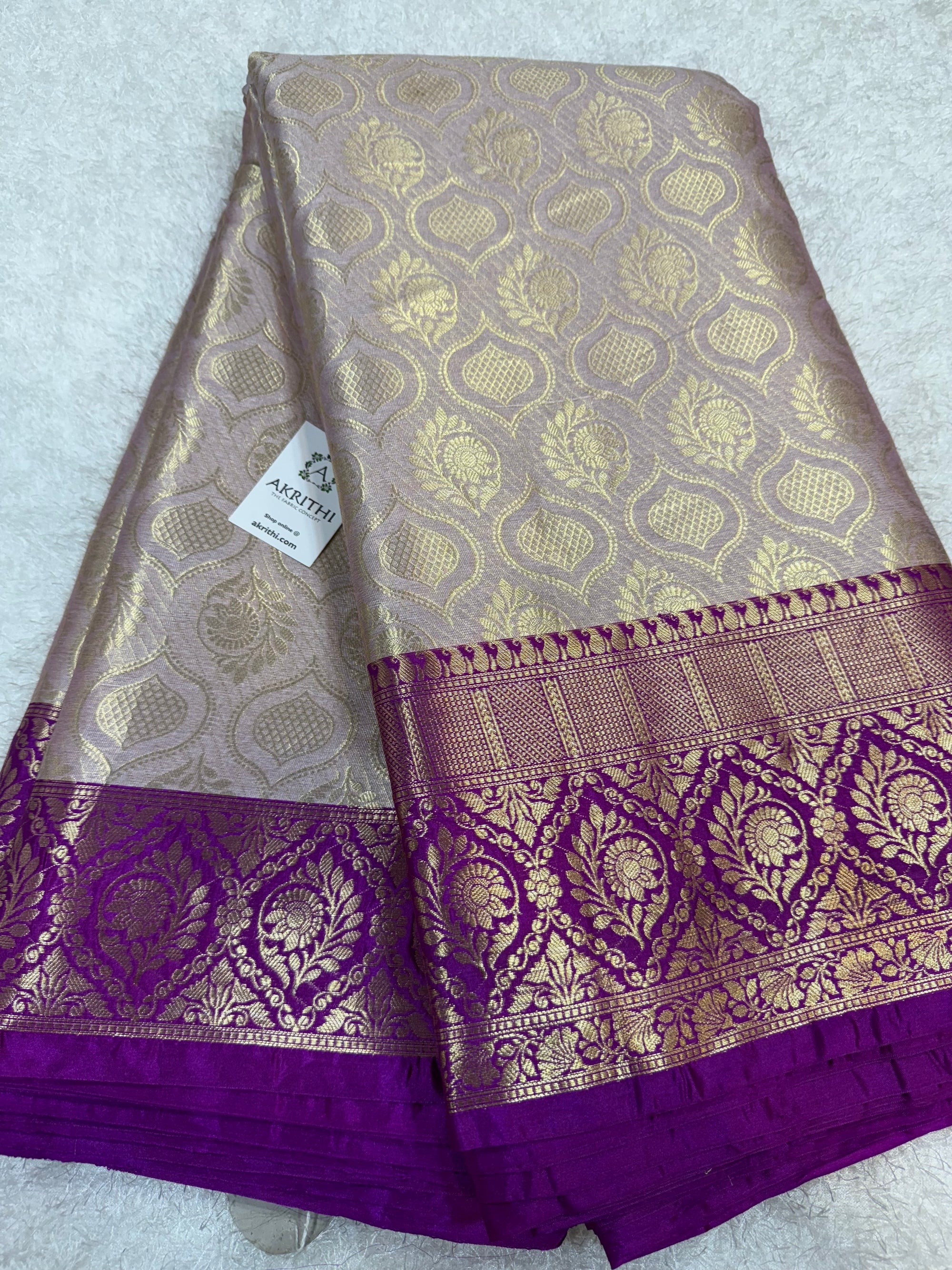 Pure Banarasi brocade fabric with border