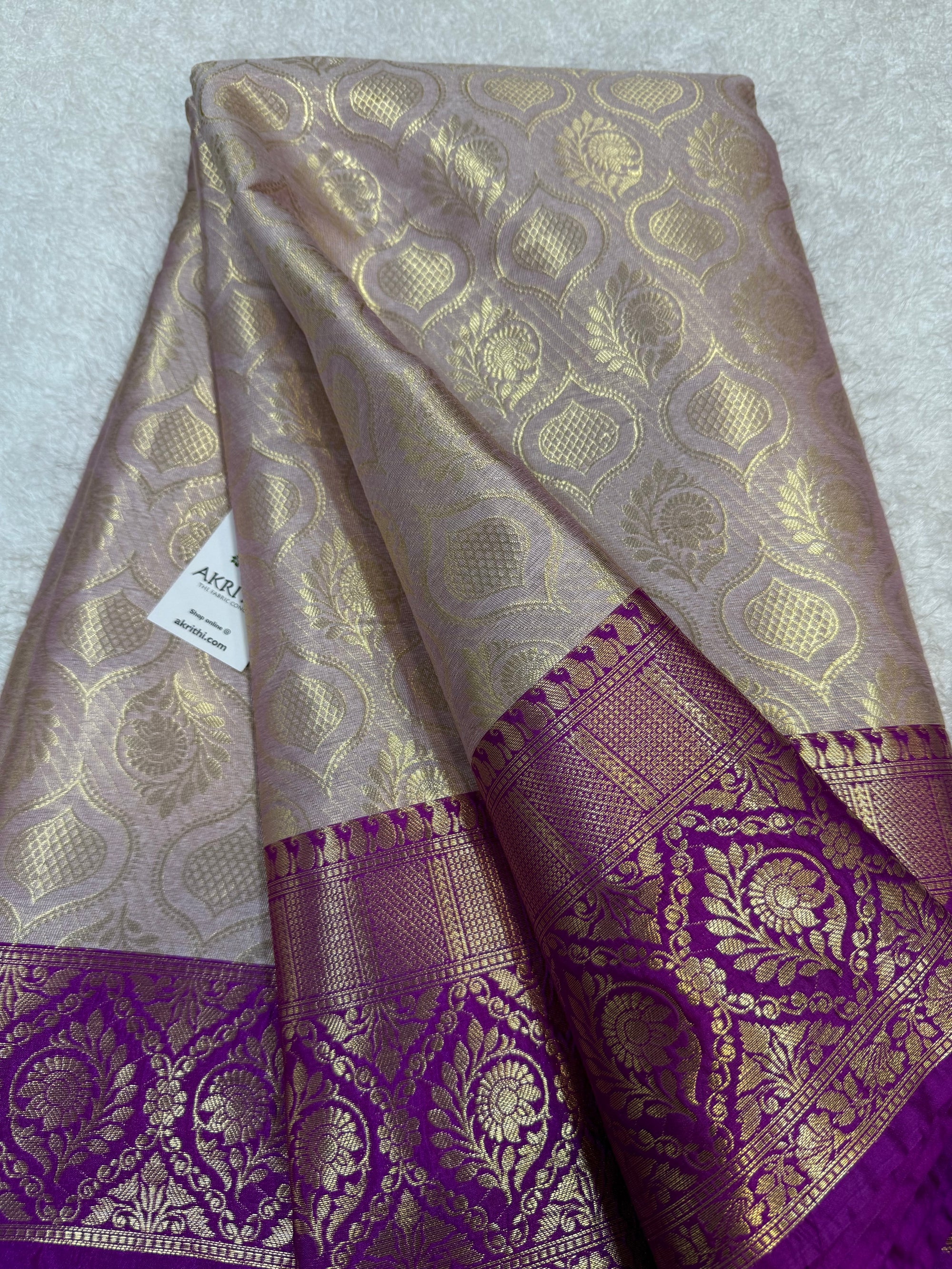 Pure Banarasi brocade fabric with border