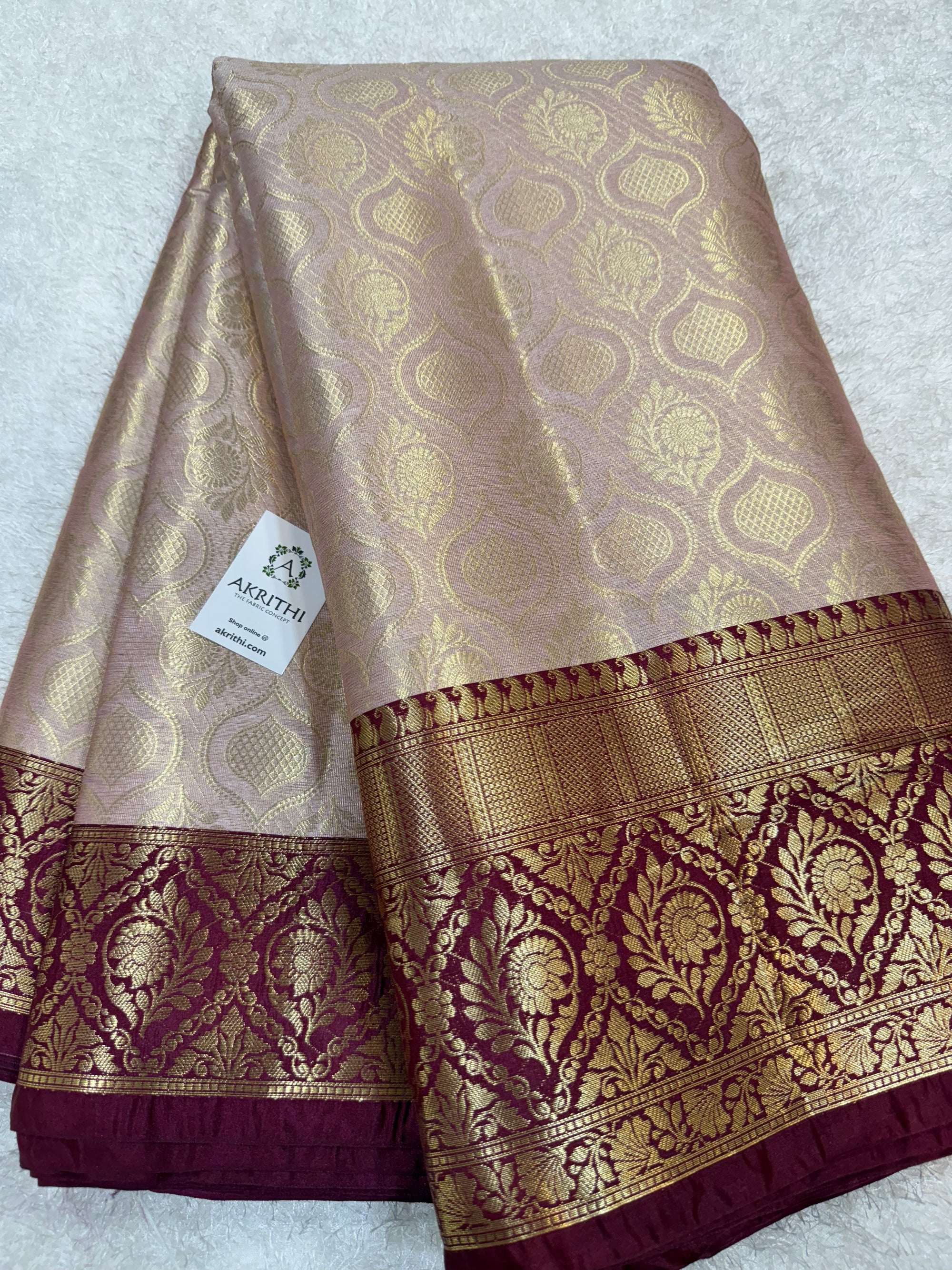 Pure Banarasi brocade fabric with border