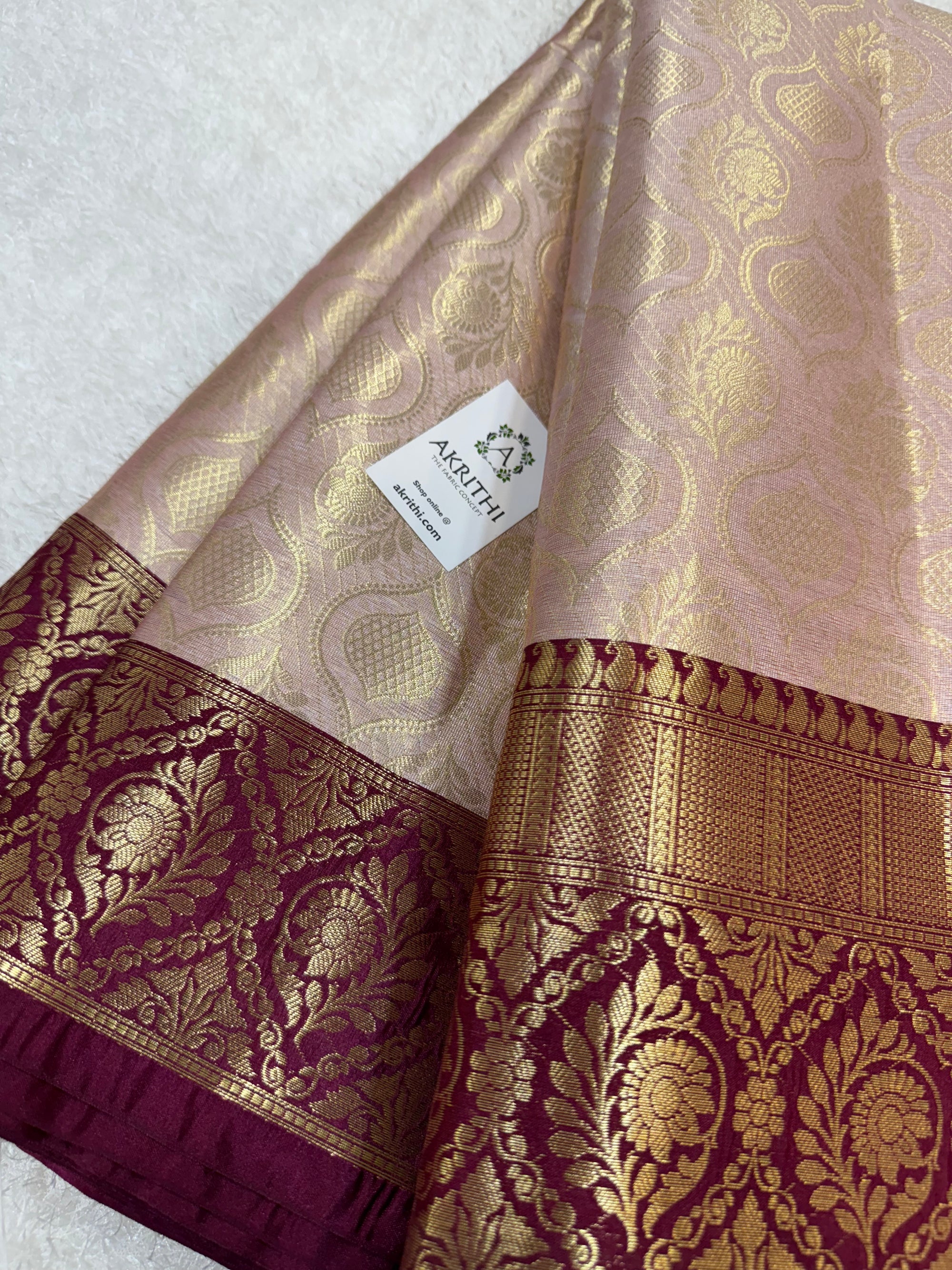 Pure Banarasi brocade fabric with border
