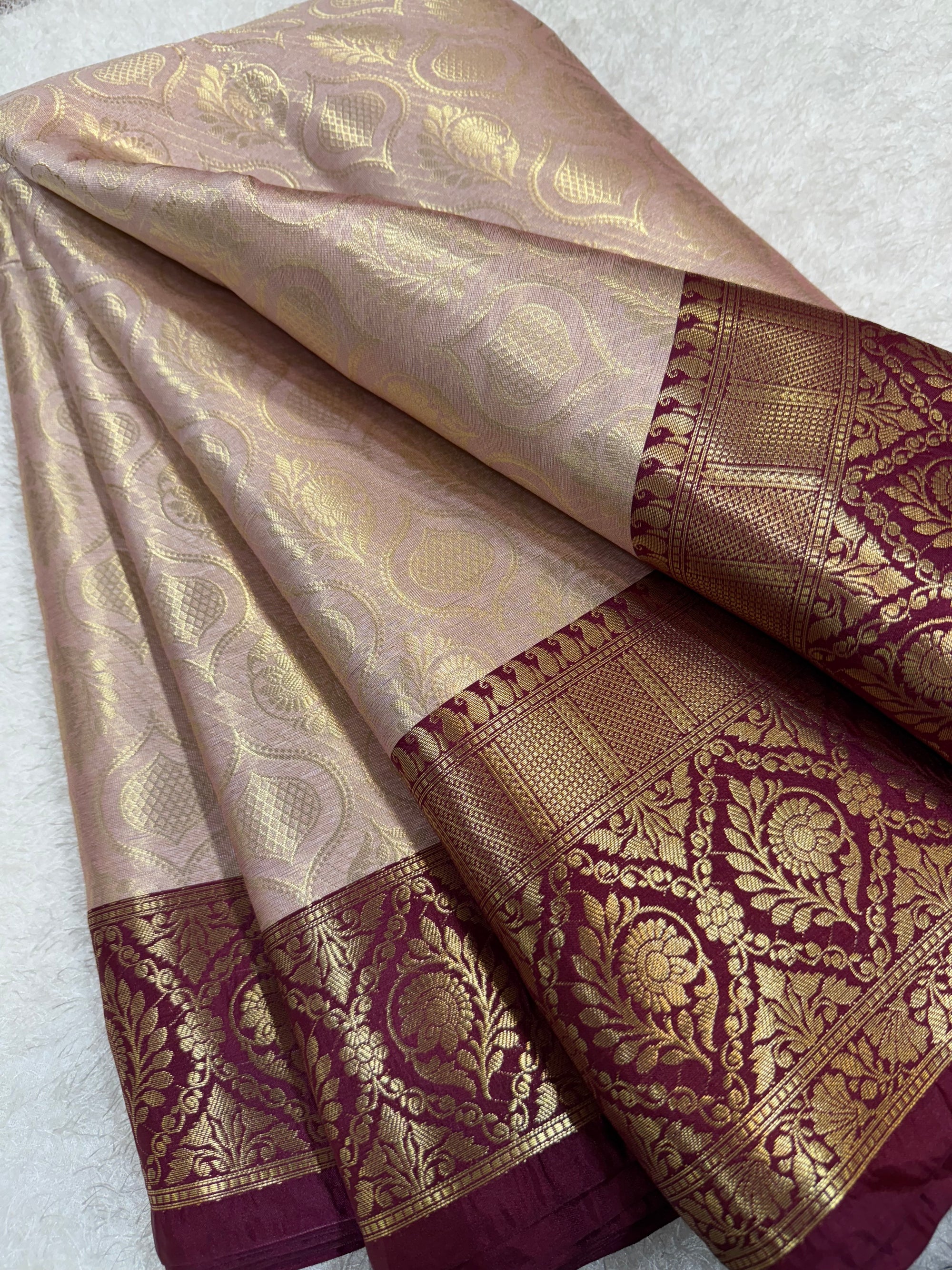 Pure Banarasi brocade fabric with border