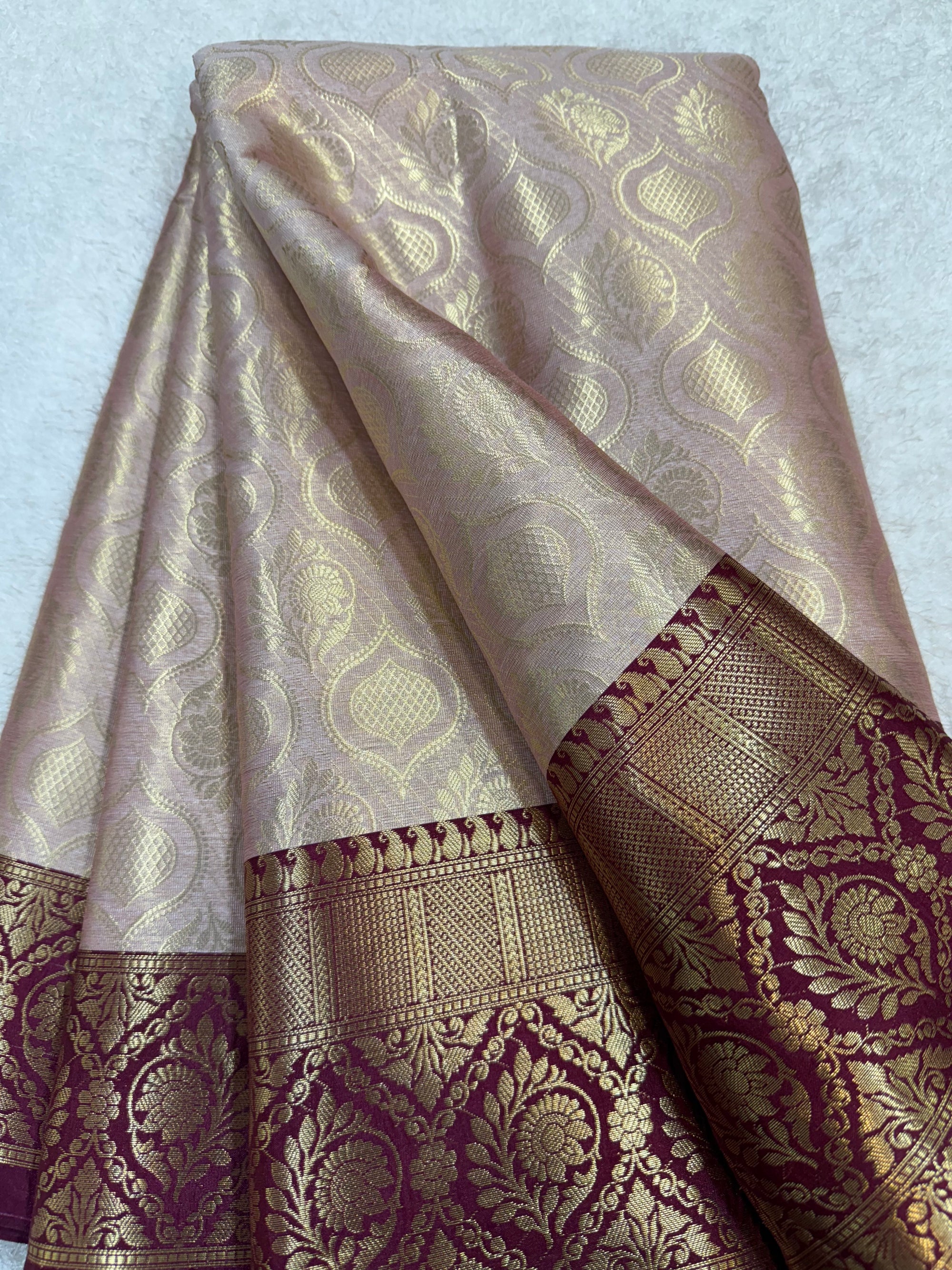 Pure Banarasi brocade fabric with border