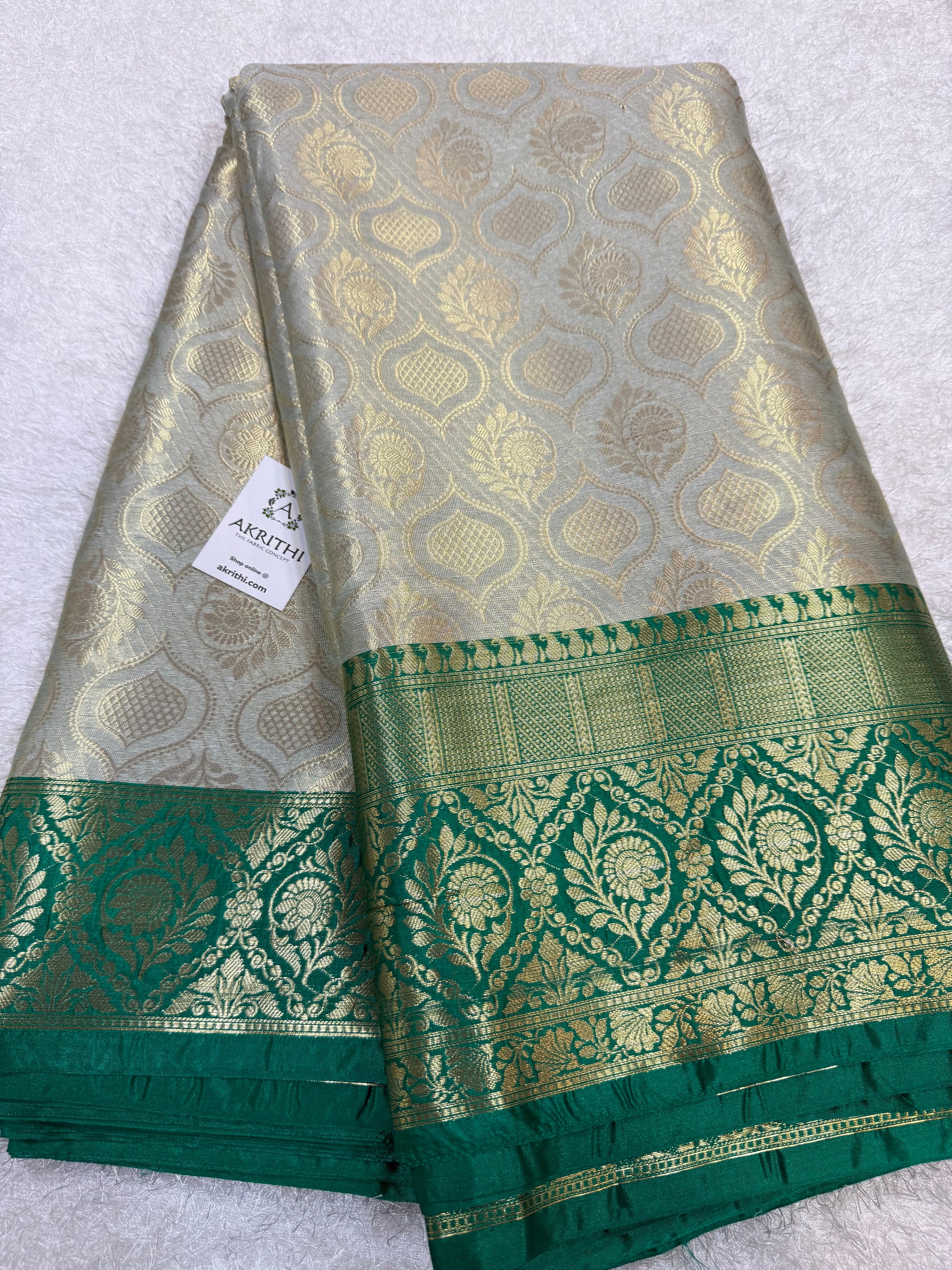 Pure Banarasi brocade fabric with border