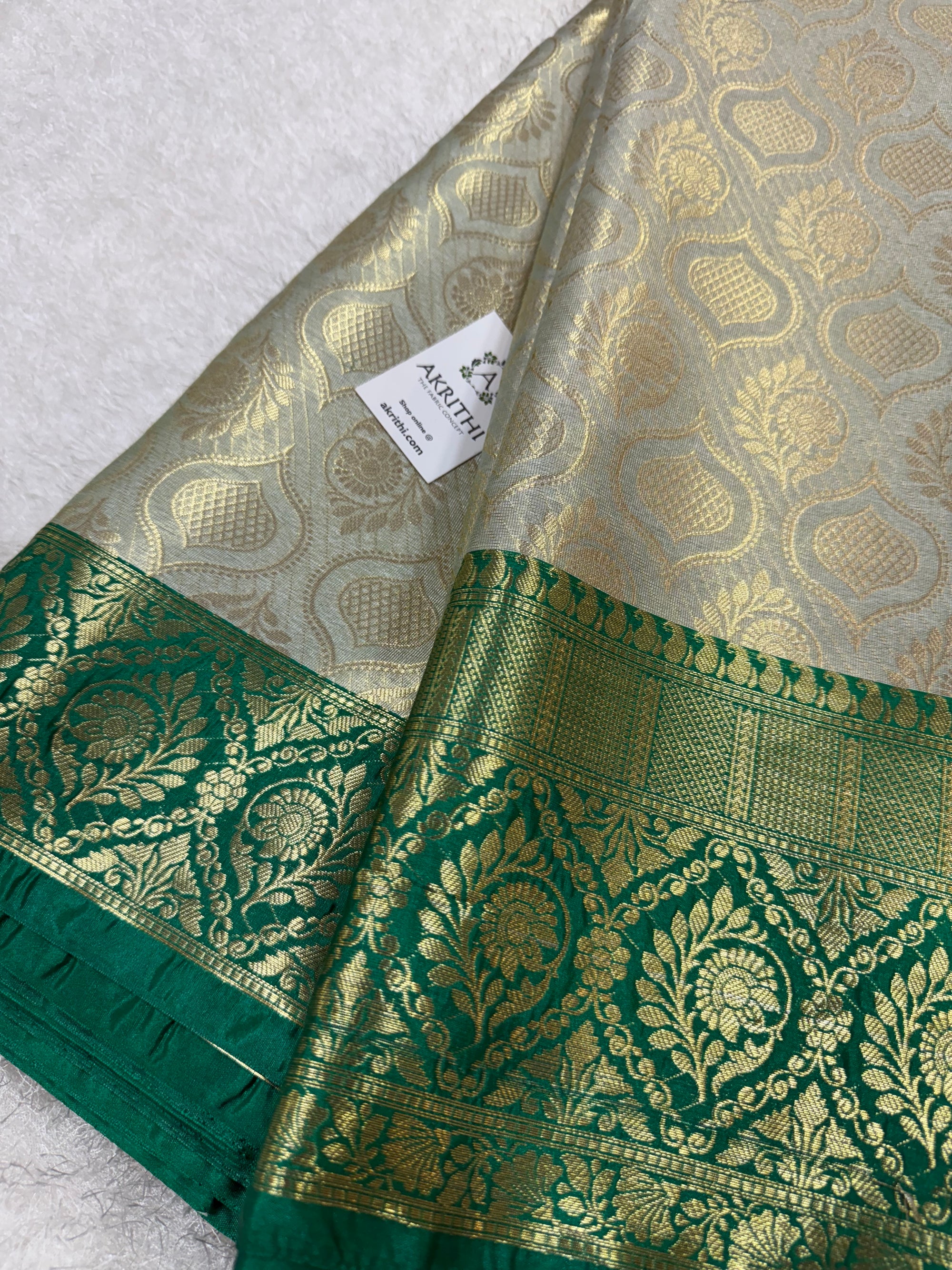 Pure Banarasi brocade fabric with border