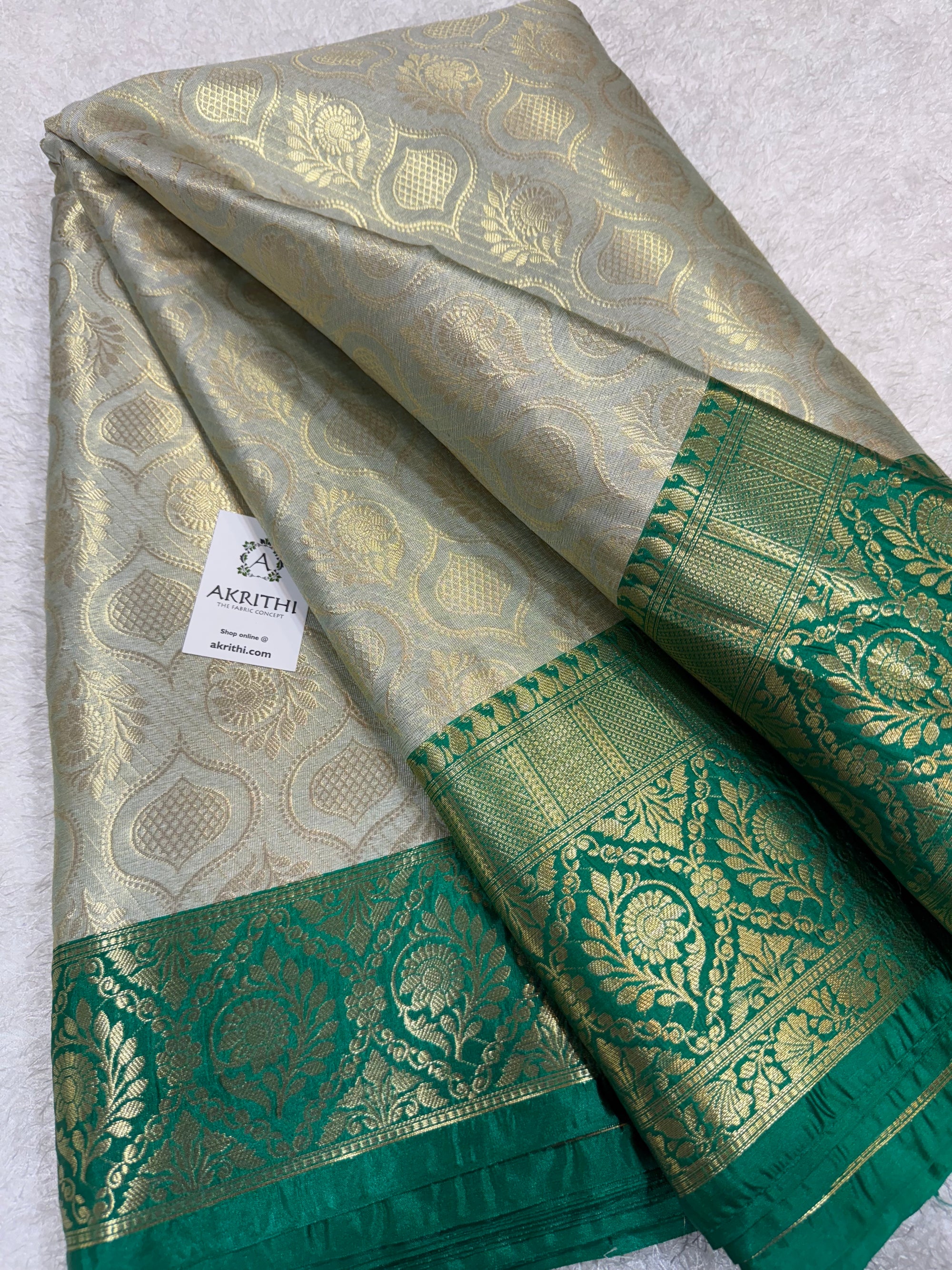 Pure Banarasi brocade fabric with border