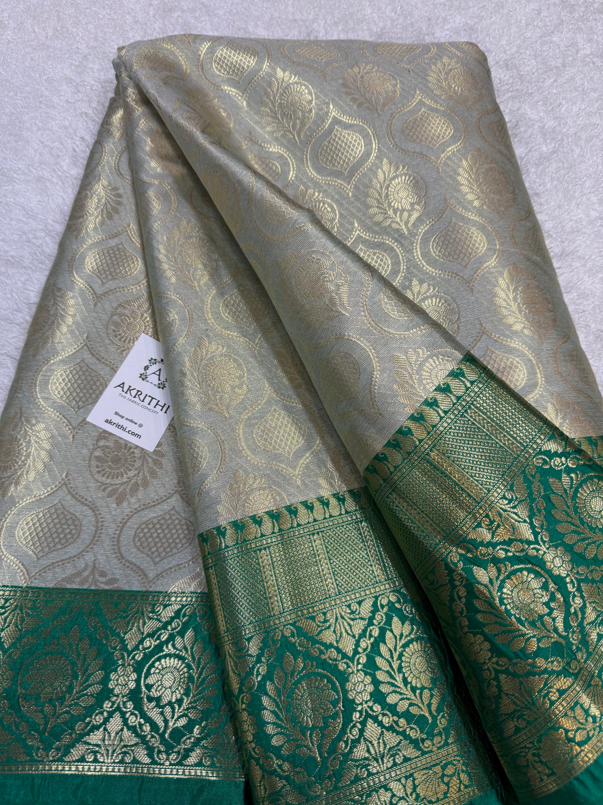 Pure Banarasi brocade fabric with border