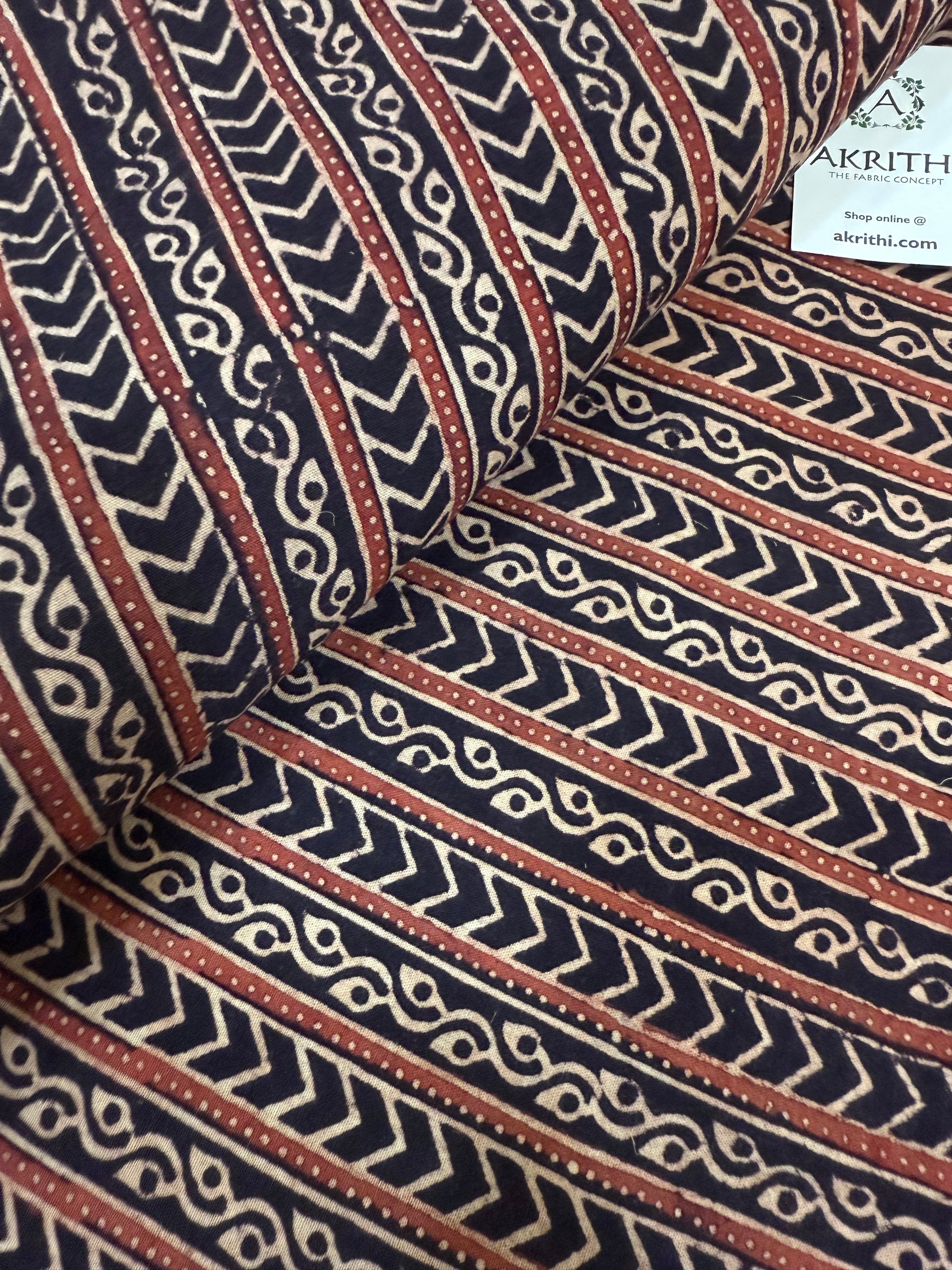Vegetable dyed Hand block cotton fabric