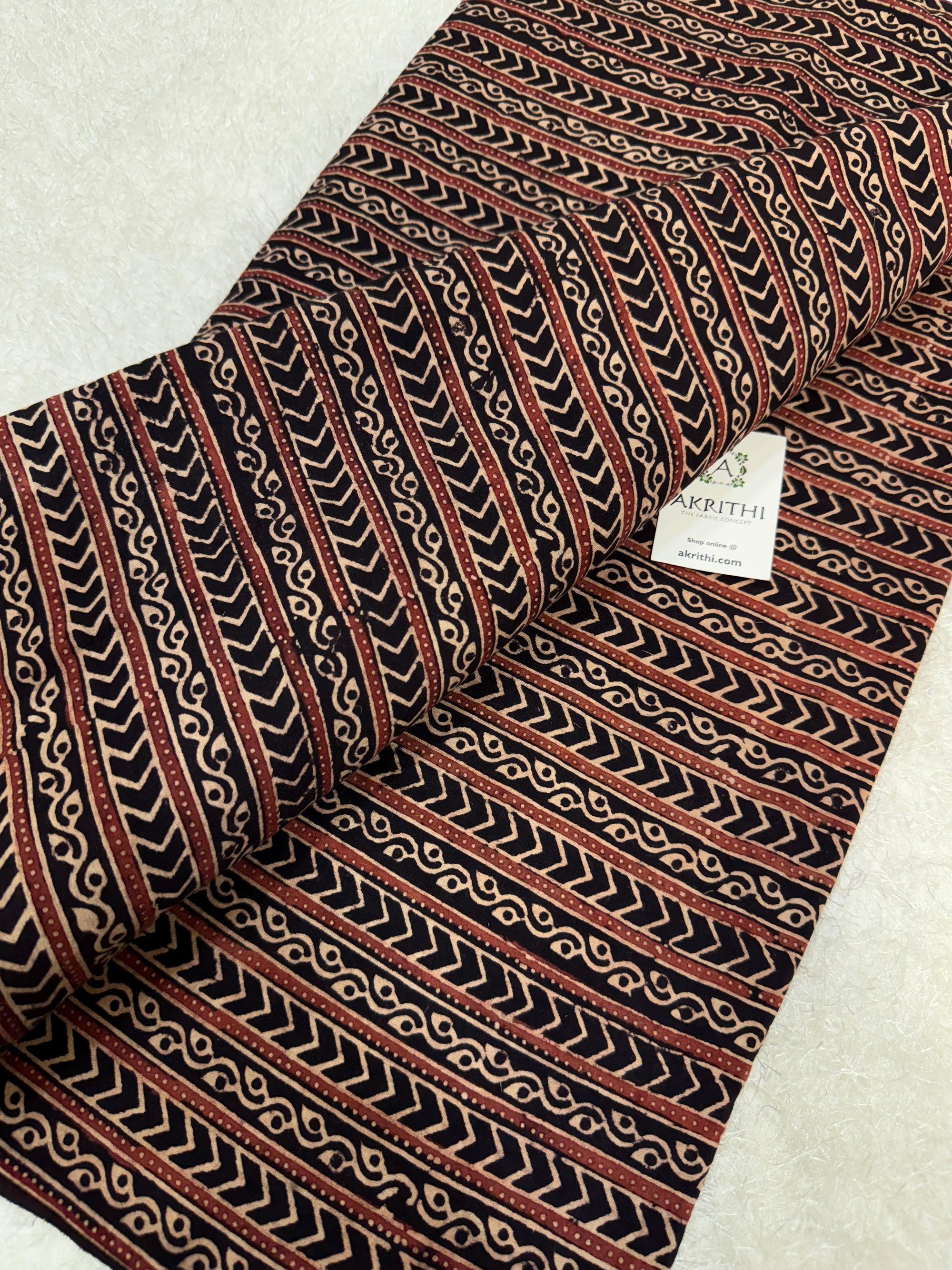 Vegetable dyed Hand block cotton fabric