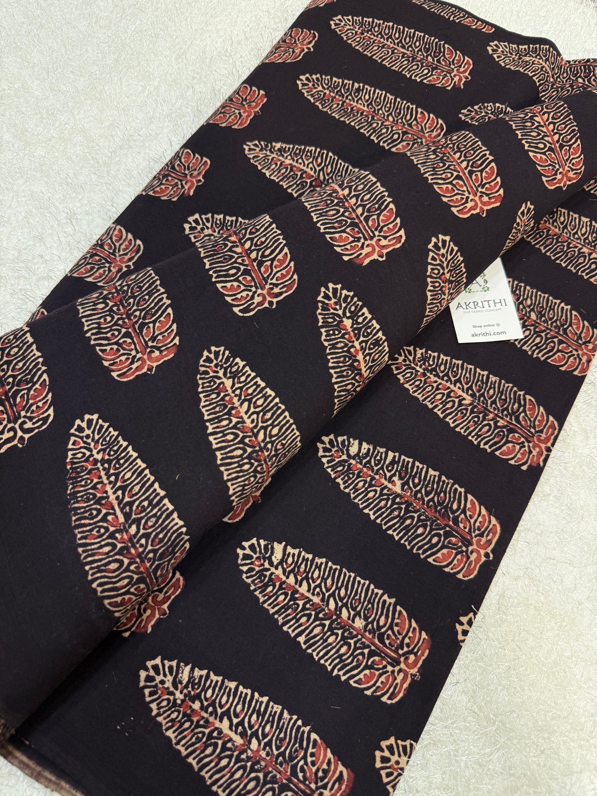 Vegetable dyed Hand block cotton fabric