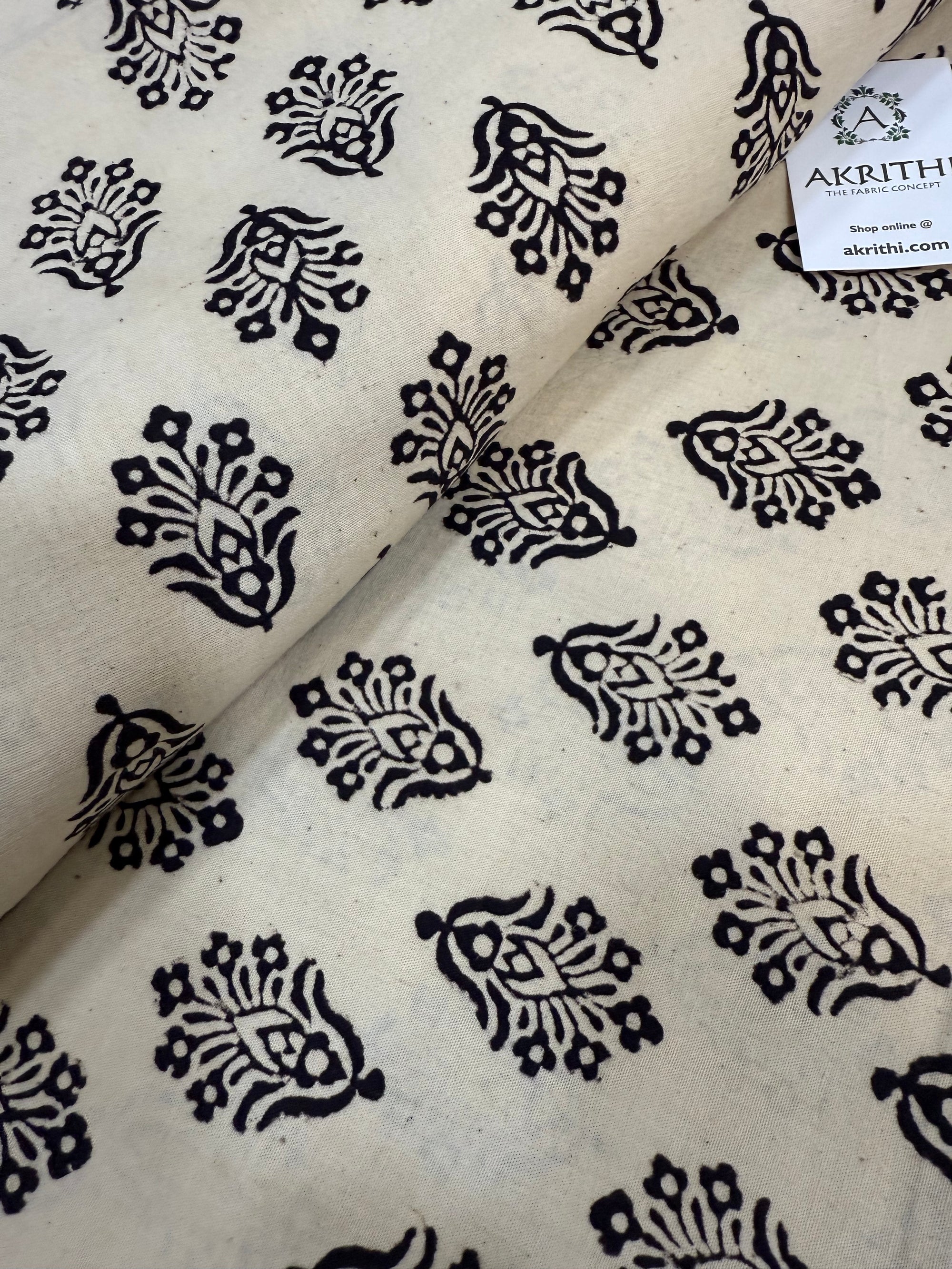 Vegetable dyed Hand block cotton fabric
